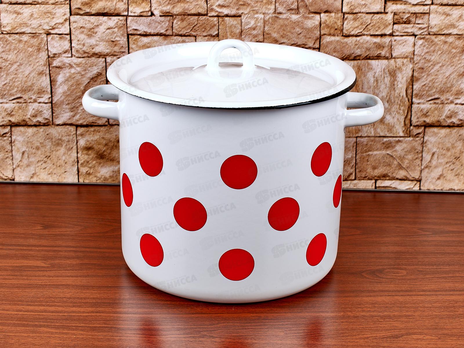 Кастрюля 5,5л цилиндрическая Красный горох, с петлей С1617*79