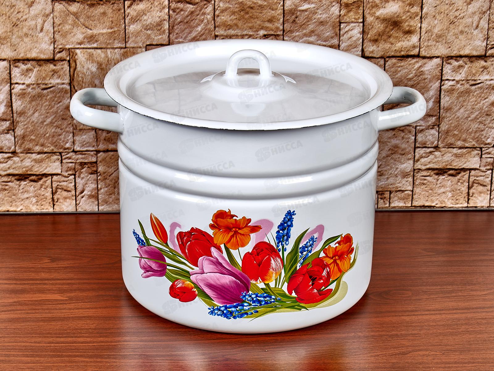 Кастрюля 9,0л цилиндрическая Тюльпан Май, с петлёй  С1622*119