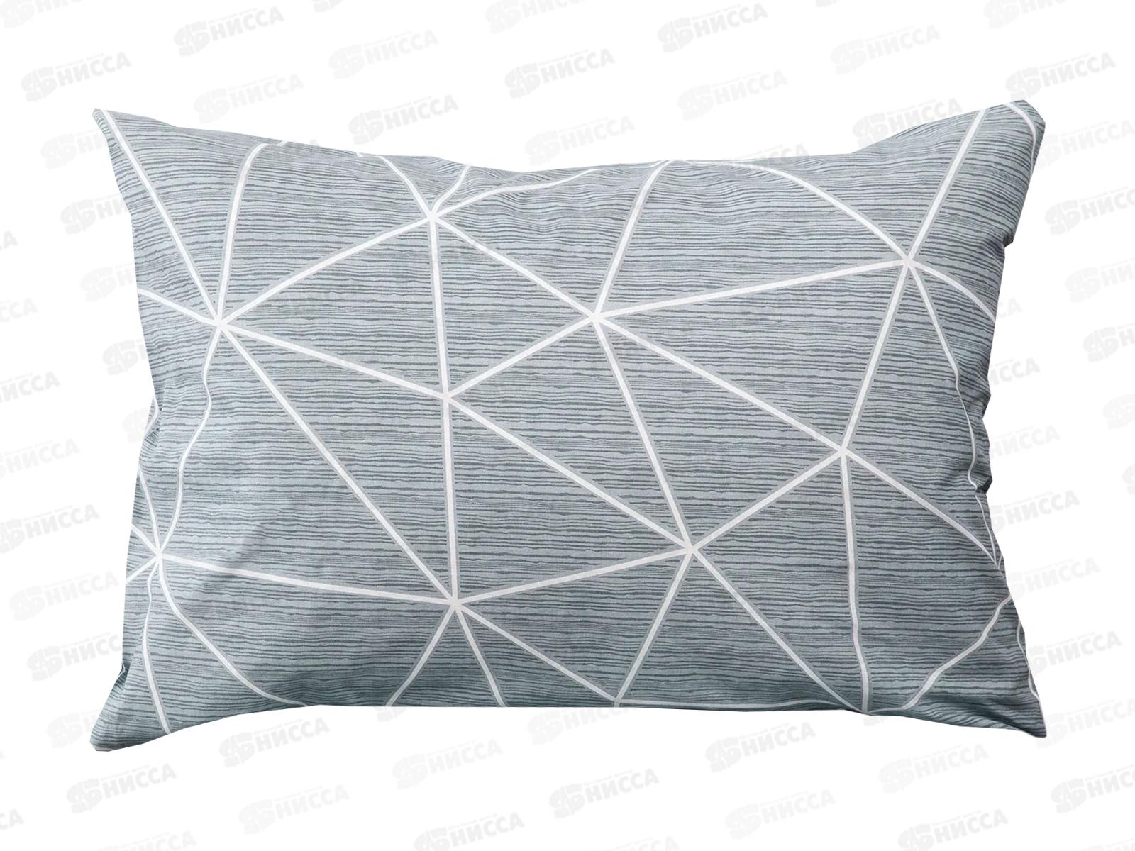 Наволочка поплин НН 50*70 2шт Грань (серый) полоса новая 7352-2