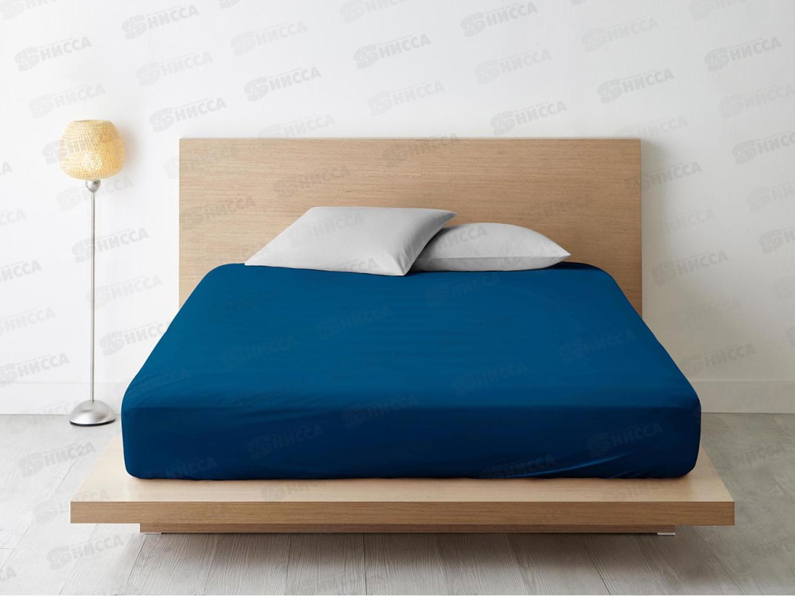 Простыня НН 1,5 спальная поплин Синий 809. 215*147