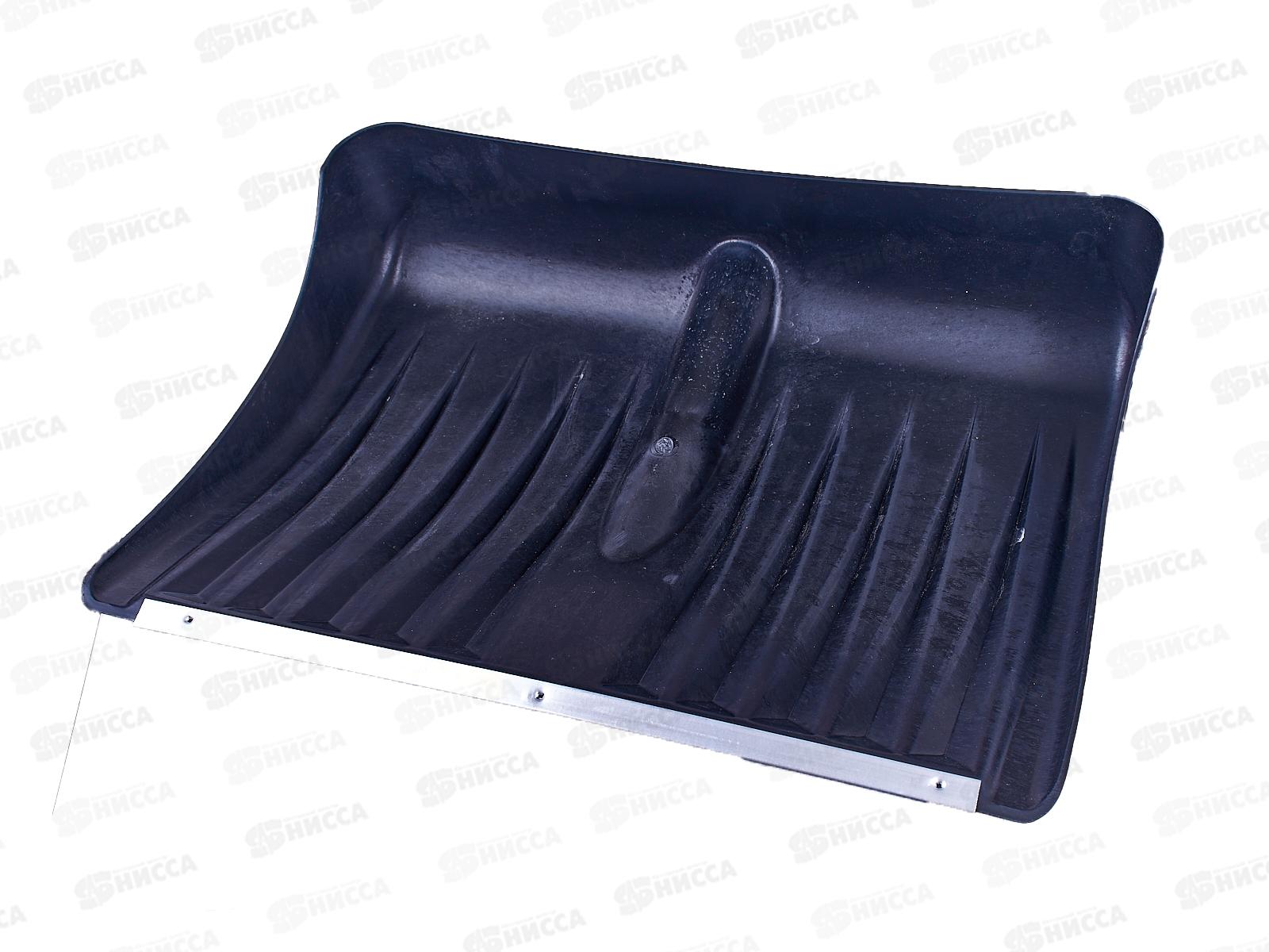 Лопата для снега 495*400мм из морозостойкого пластика с оцинкованной  планкой ЧЕРНАЯ, без черенка   *5