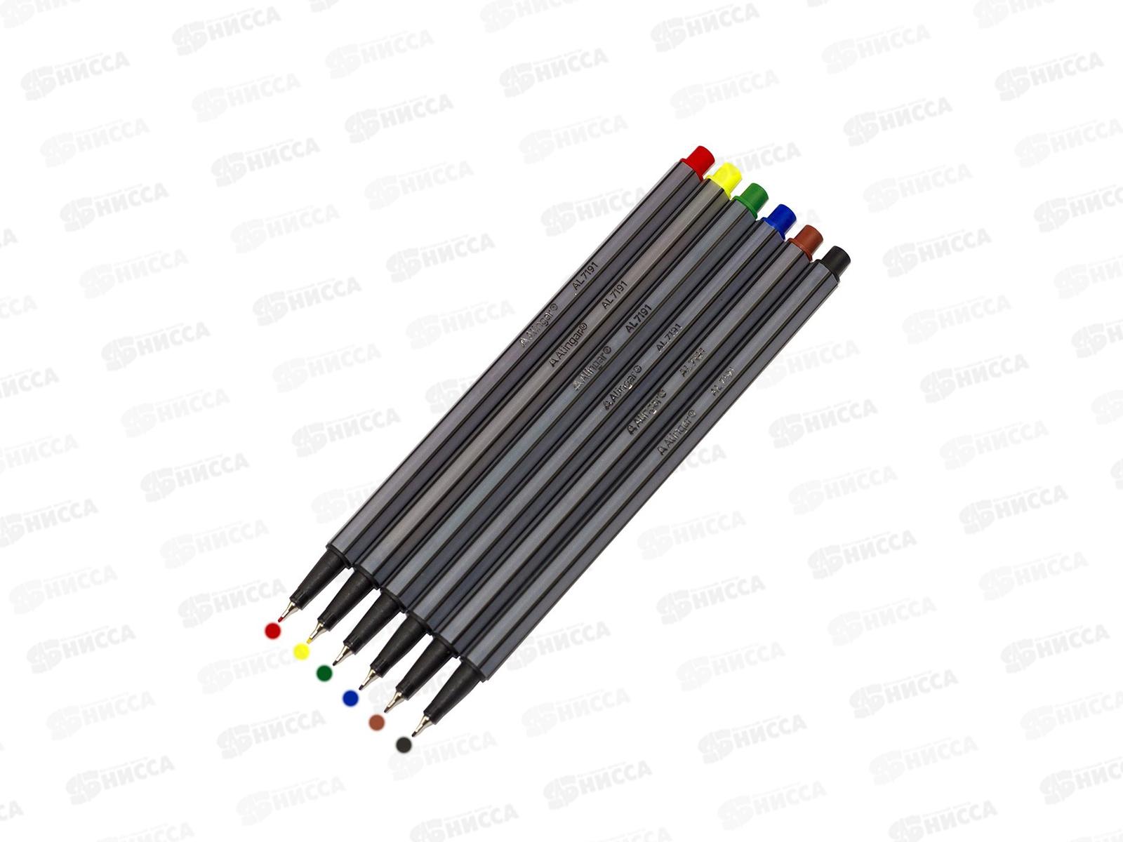 Ручки капилляровые Alingar 6 цветов, 0.4мм, шестигранные пластиковый корпус  AL7191