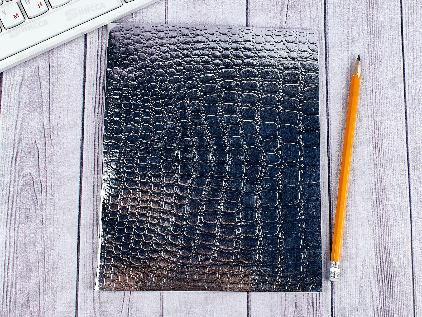 Тетрадь 48 листов клетка. Hatber б/в METALLIC CROCO серебро*5/60