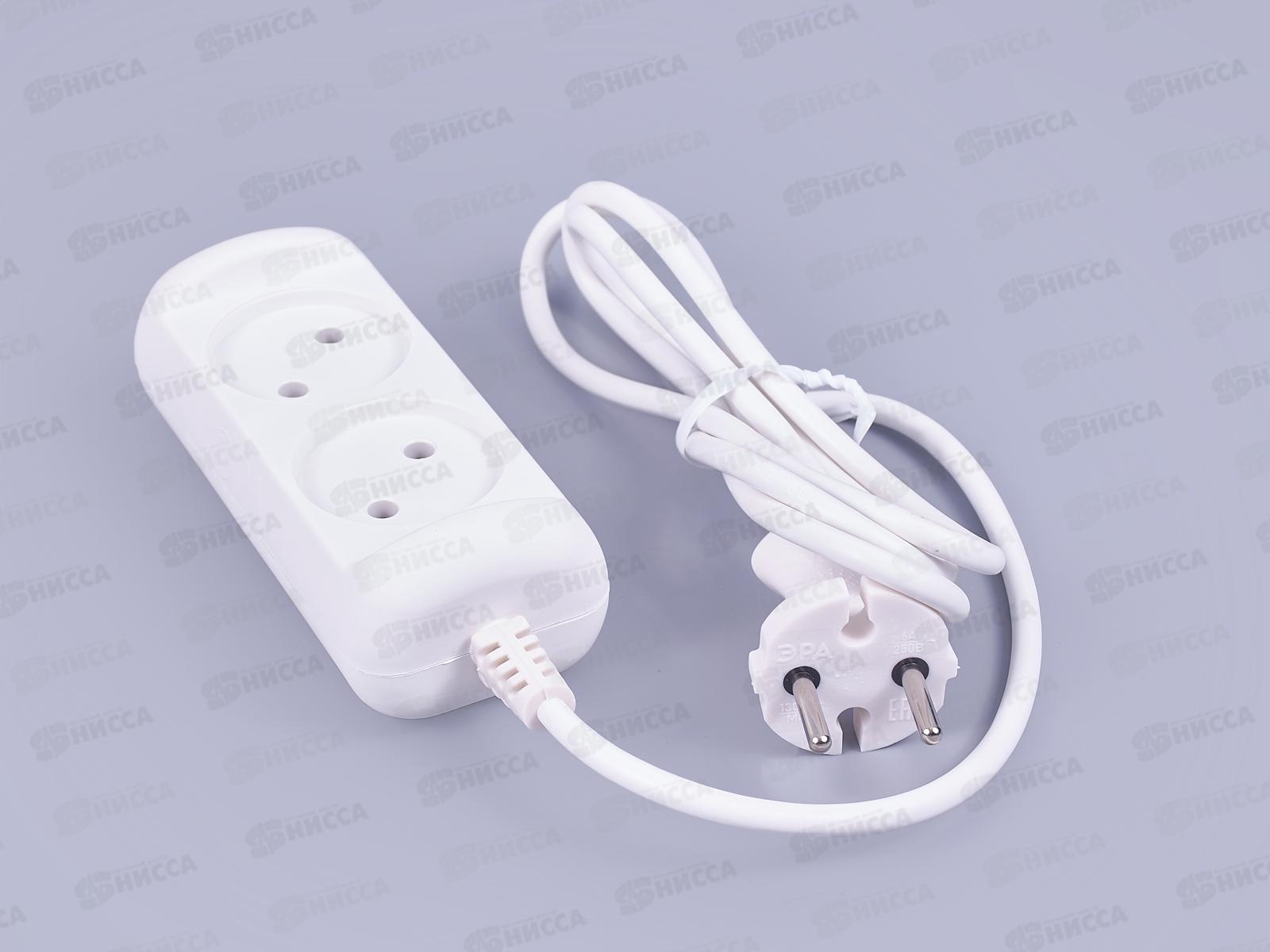 Удлинитель электрический ЭРА UX(6)-2-1,5m без заземления 2 розетки 1,5м ПВС 2x0,75кв.мм 6А белый   *5/20