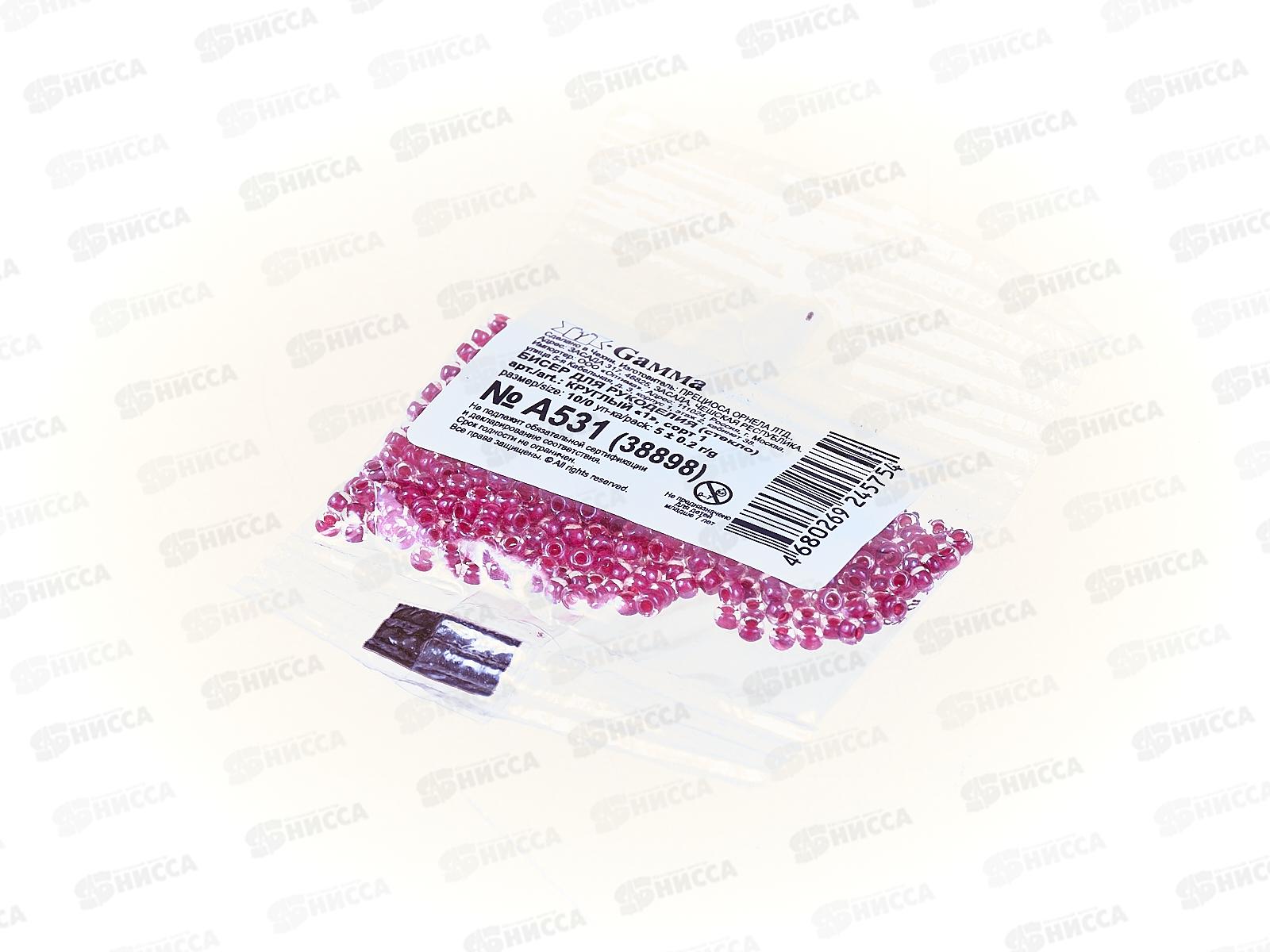 Бисер &quotGAMMA" A531 10/0 круглый , 5г, брусничный, 2.3мм, 38898