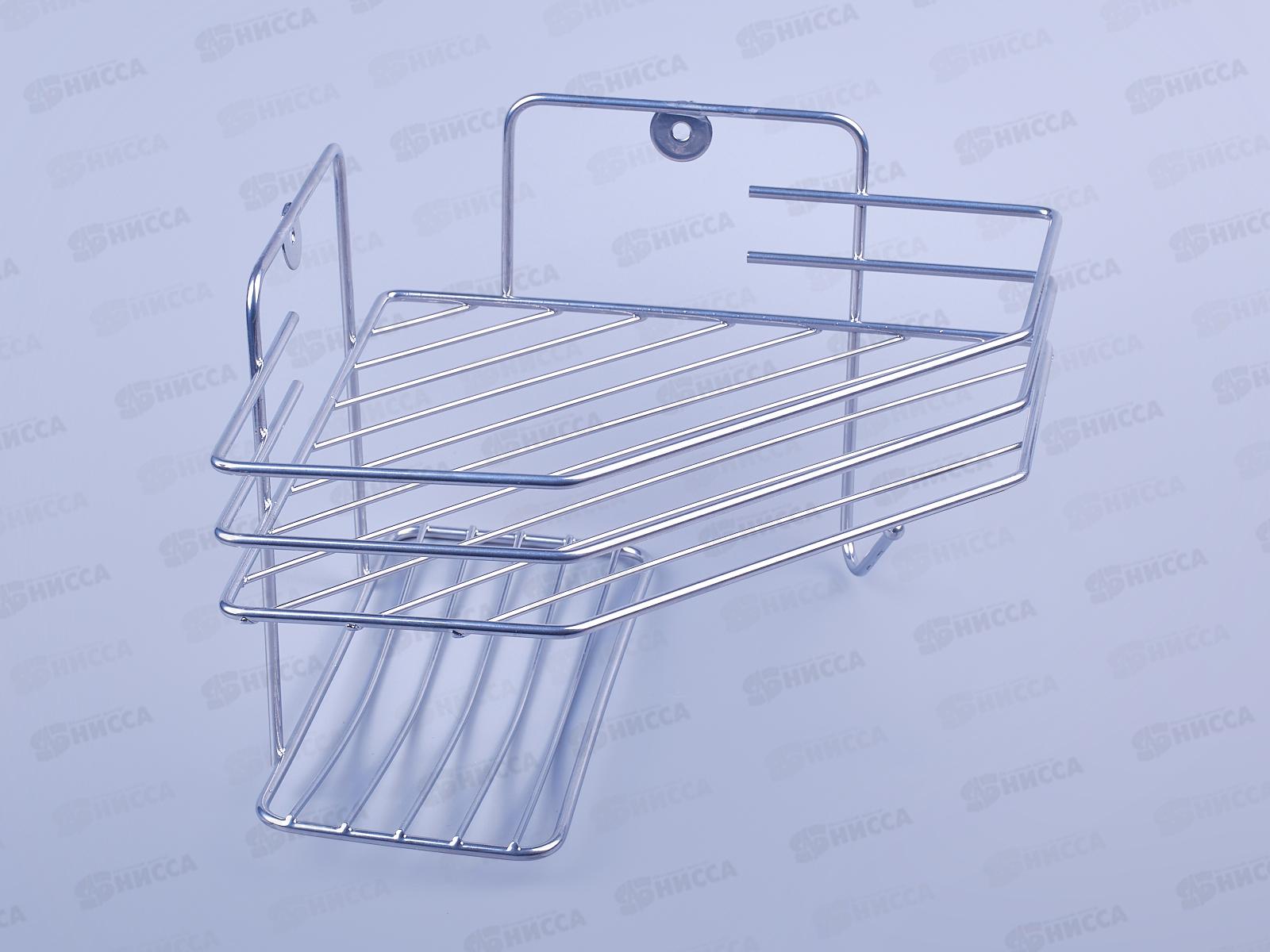 Полка угловая 1 секционная с мыльницей хром (20*20*15,5см17*8,5см)*6