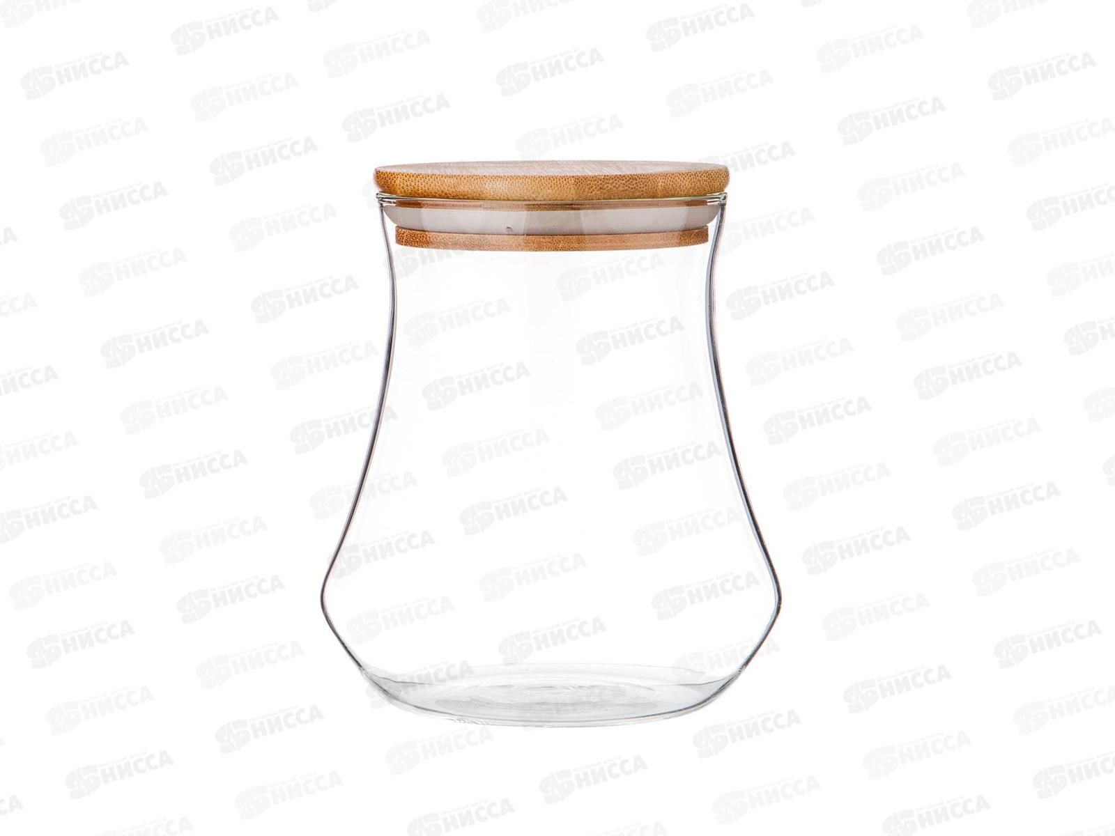 Емкость для сыпучих продуктов 1100мл с бамбуковой крышкой *24 250-142