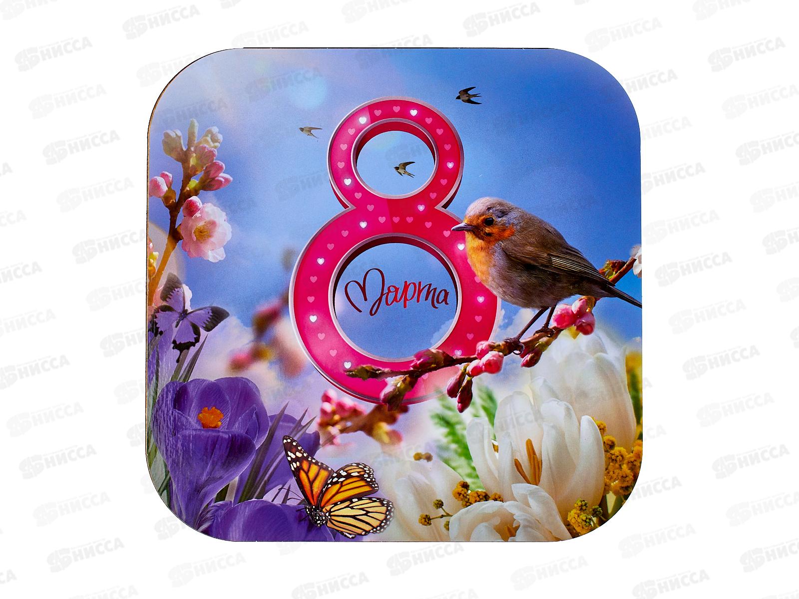 Подставка  под горячее дерево 18*18см С-60 &quot 8марта&quot