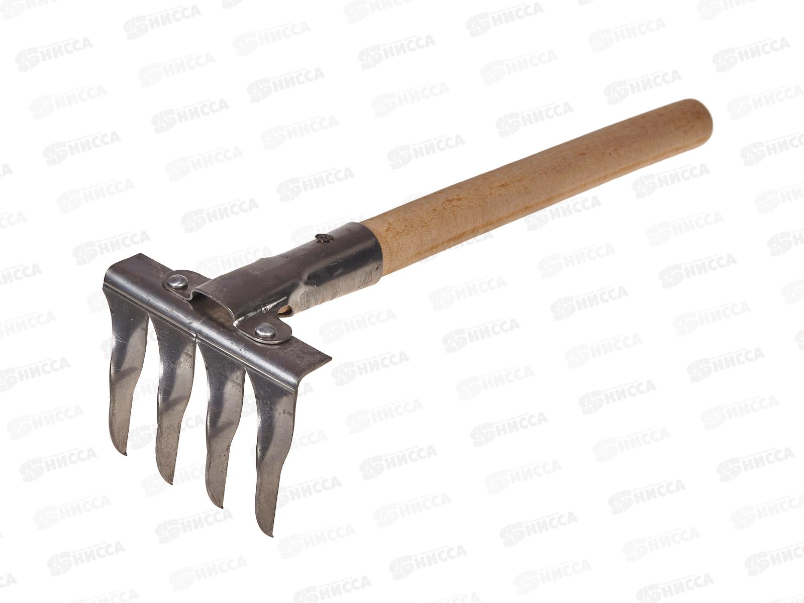 Грабли витые 4-х зубые нержавейка, с черенком