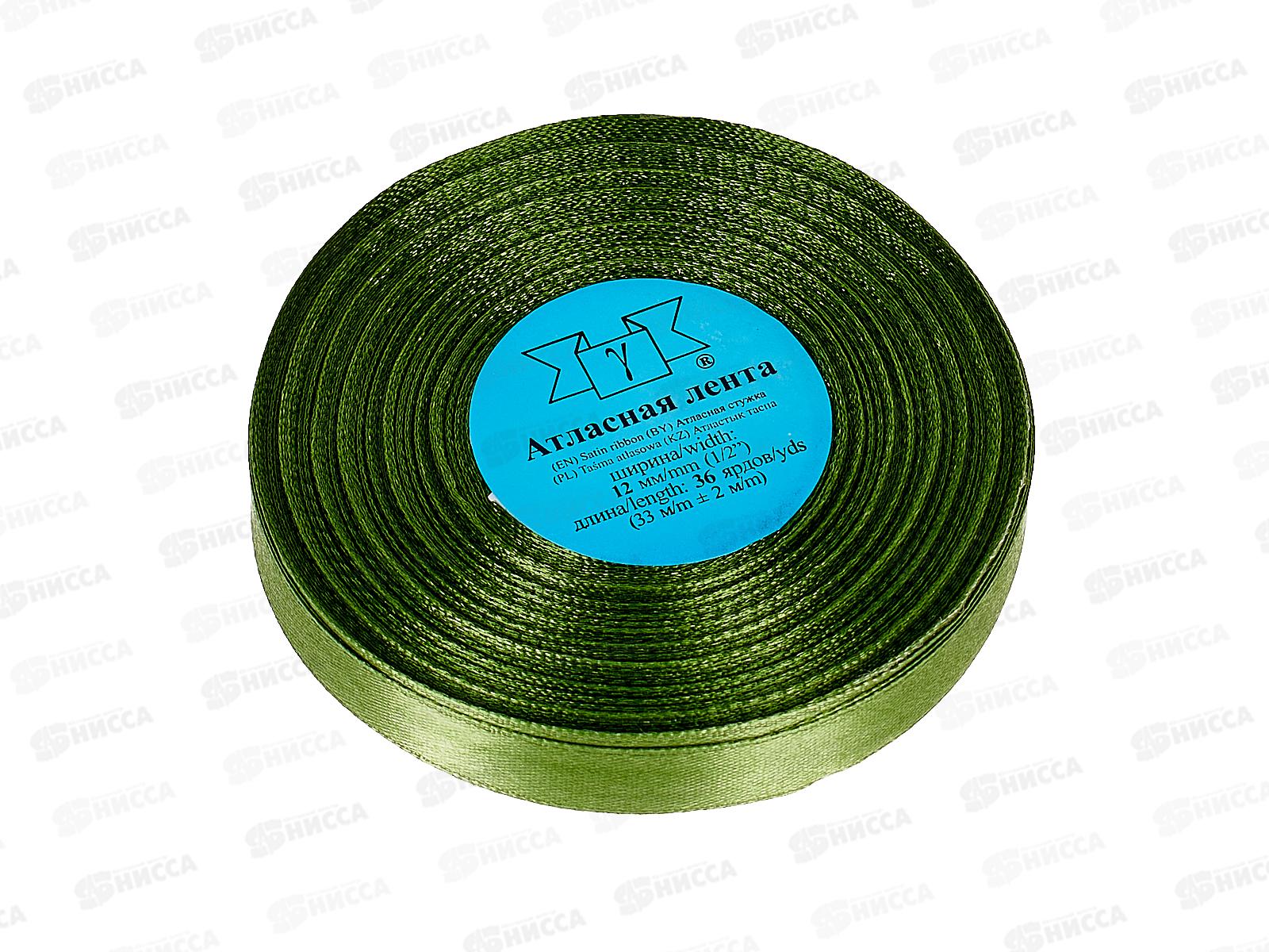 Лента атласная &quotGamma&quot №085 серо-зеленый, 12мм (1/2&quot) 33м+-2м