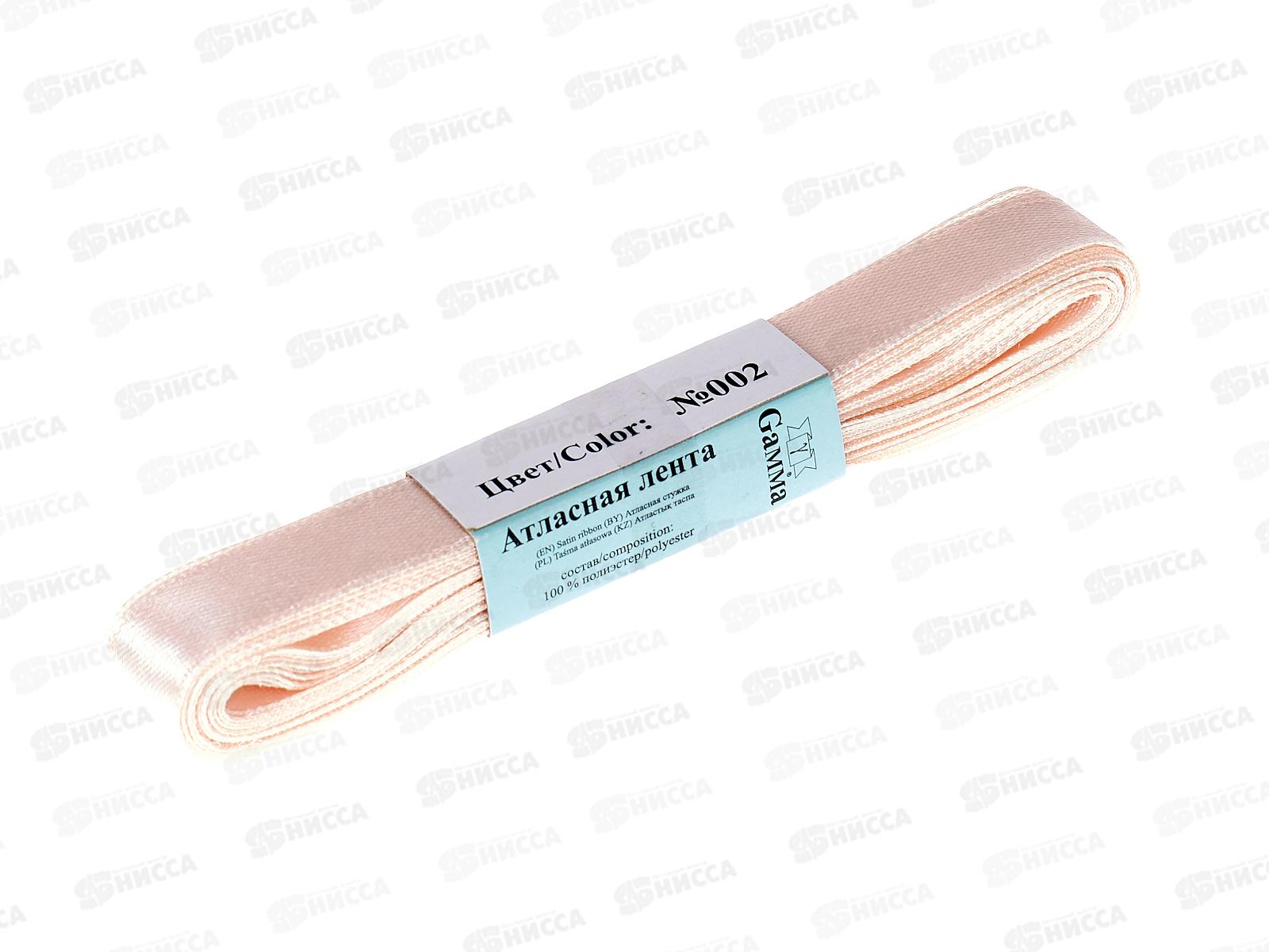 Лента атласная &quotGamma&quot №002 светло-розовый, 12мм(1/2&quot) 5,4м AL-12P фасовка