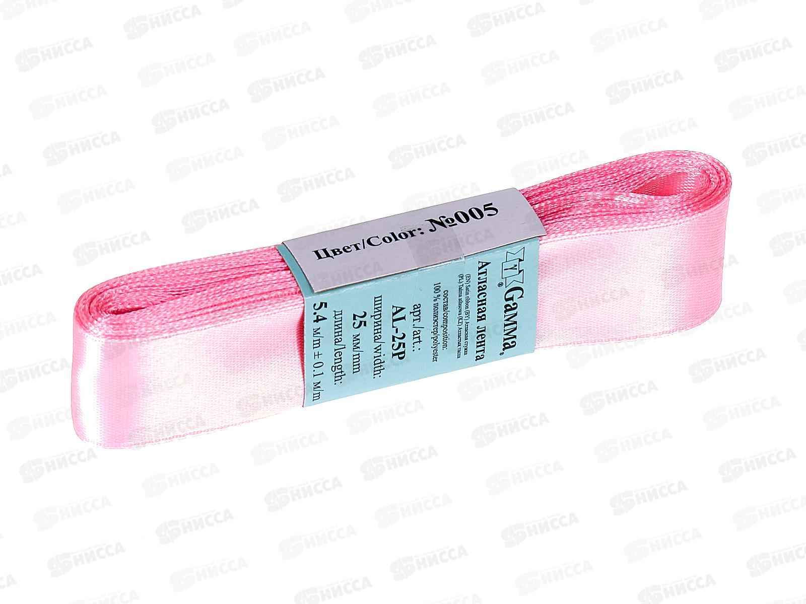 Лента атласная &quotGamma&quot 25мм (1&quot) №005 розовый, 5,4м AL-25P фасовка