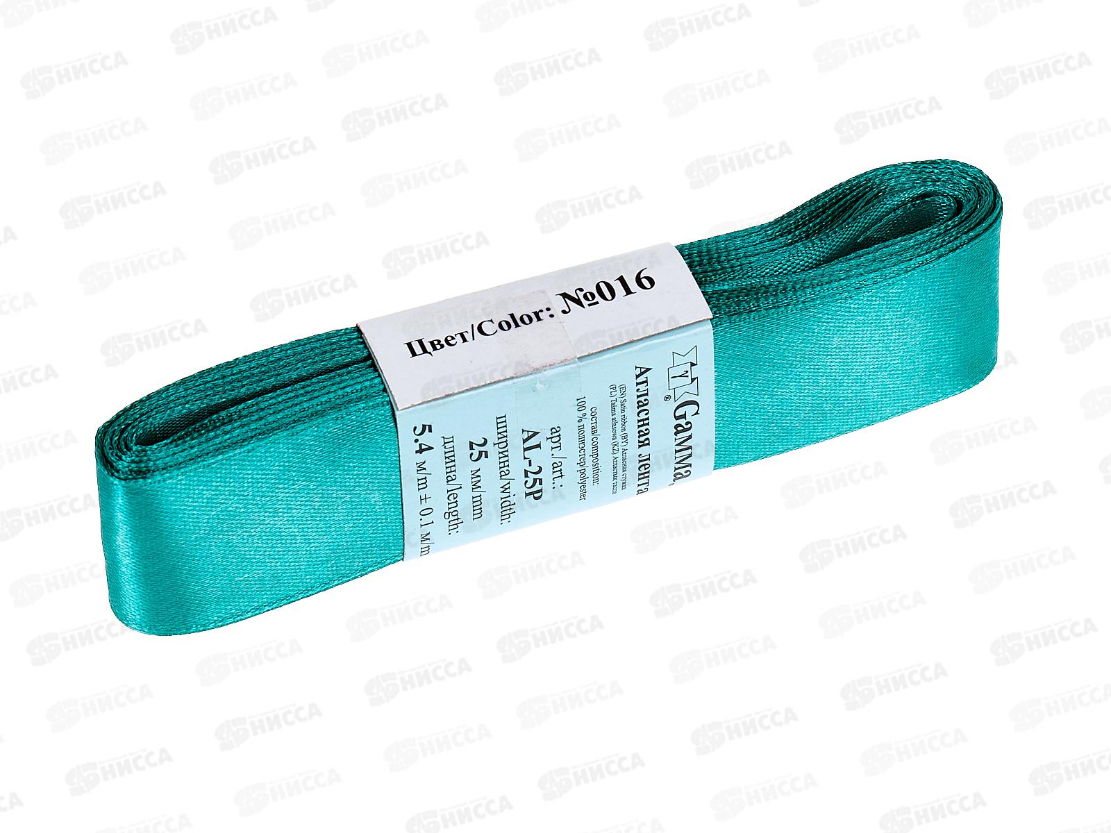 Лента атласная &quotGamma&quot 25мм (1&quot) №016 изумруд, 5,4м AL-25P фасовка