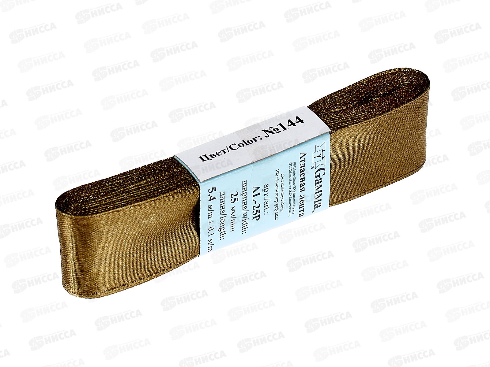 Лента атласная &quotGamma&quot 25мм (1&quot) №144 темно-хаки, 5,4м AL-25P фасовка