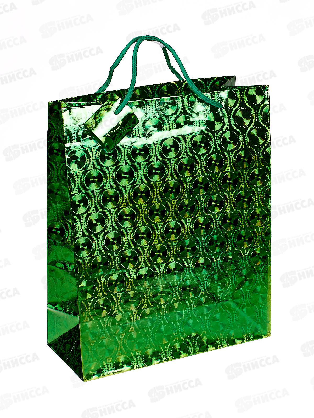 Пакет подарочный бумажный 26*32*10 см, голография, крупный рисунок, в ассортименте MC-1434