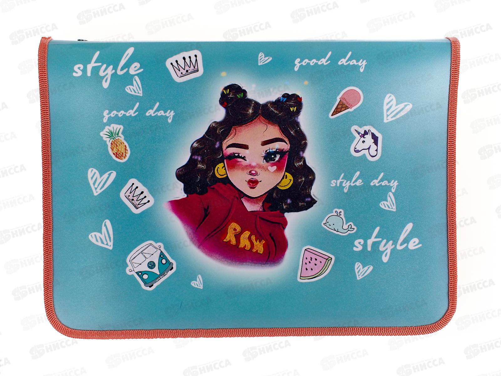 Папка д/труда ПЧЕЛКА А4 молн.вокруг Прикольная девчонка, ПТР-5 *50