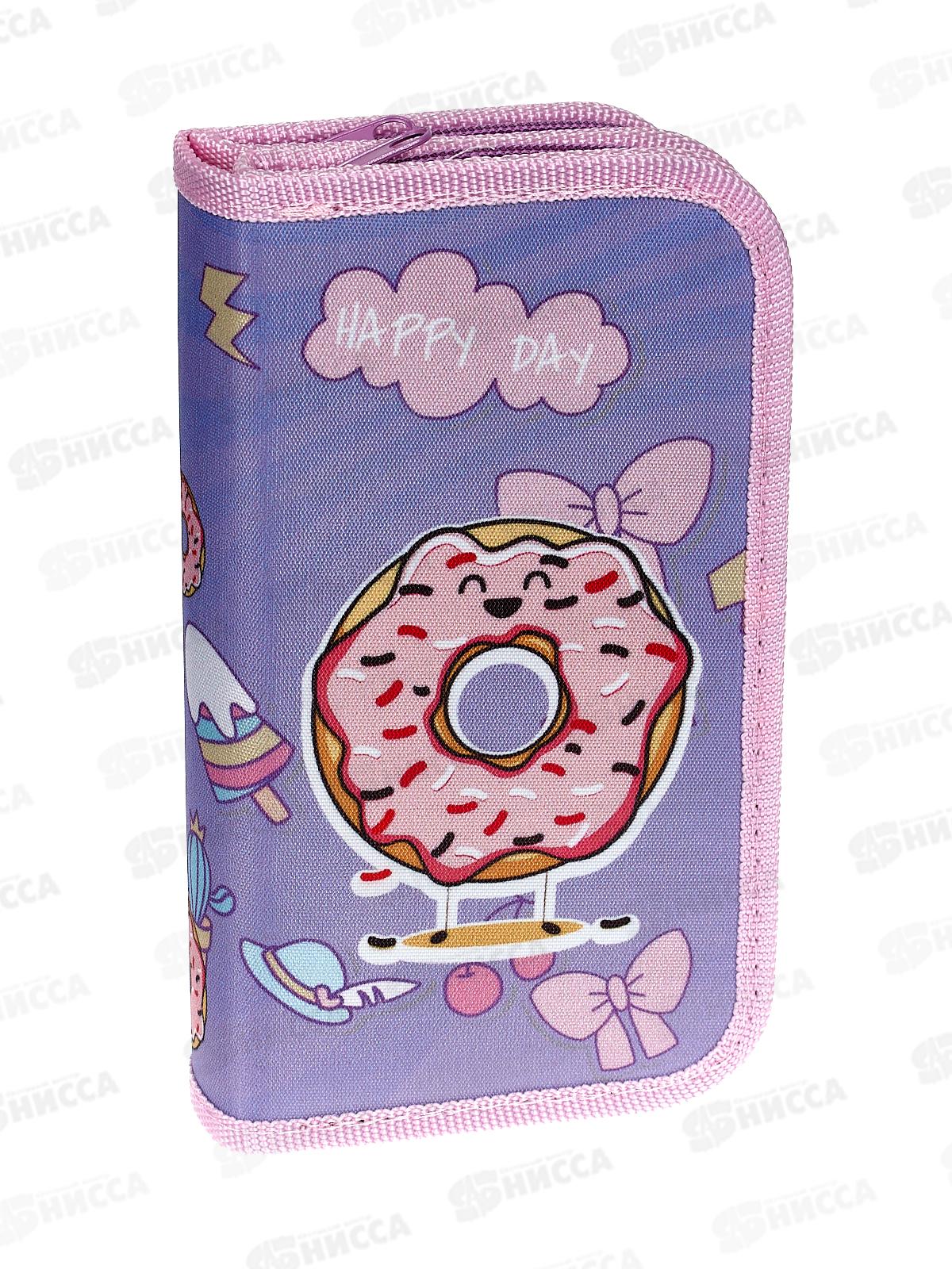 Пенал ПЧЕЛКА 2отд.Счастл. пончик ,печать на ткан.,190*105, ПО-49 *30