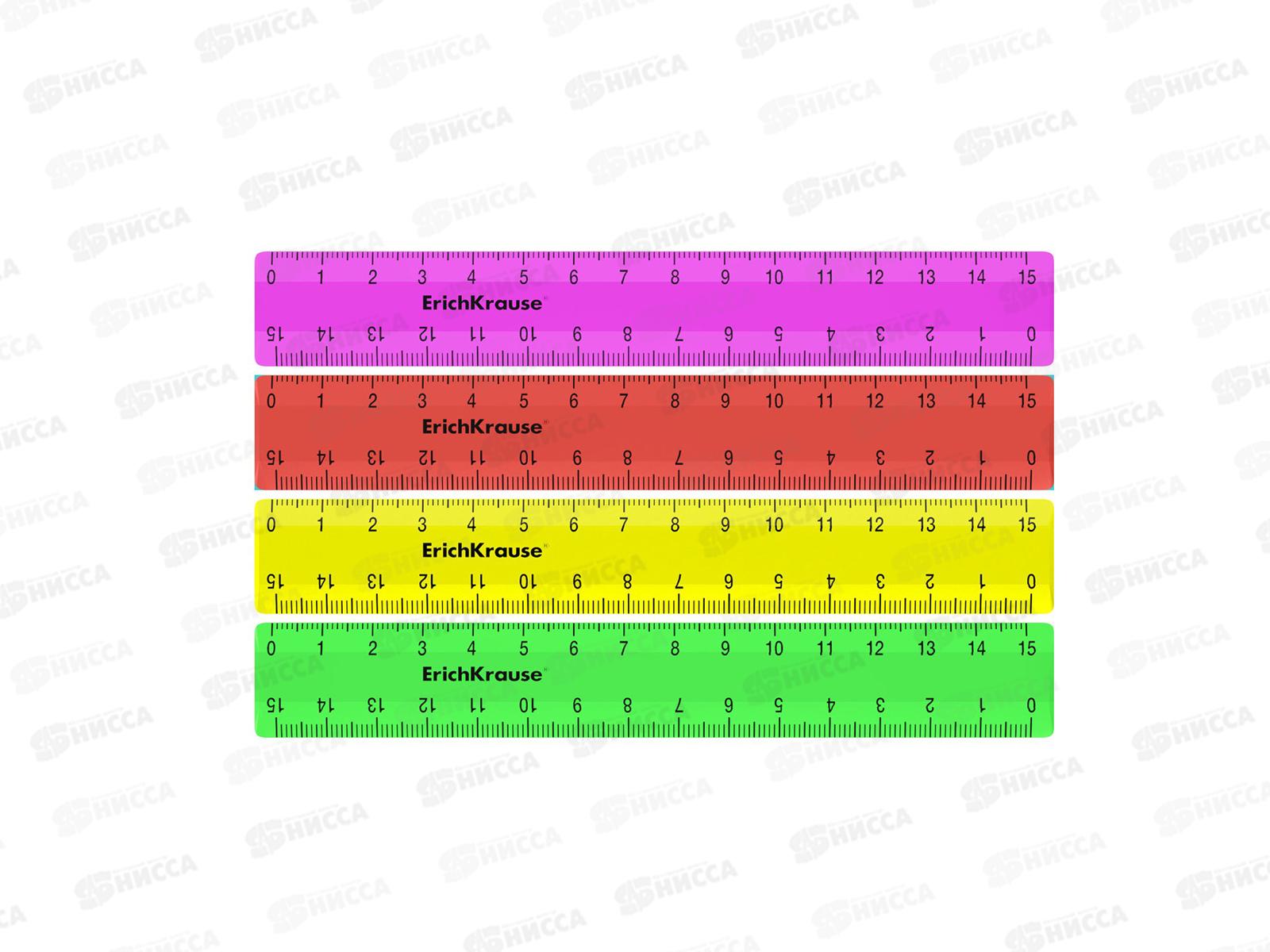Линейка 15см EK пластиковая, Neon Solid 50568