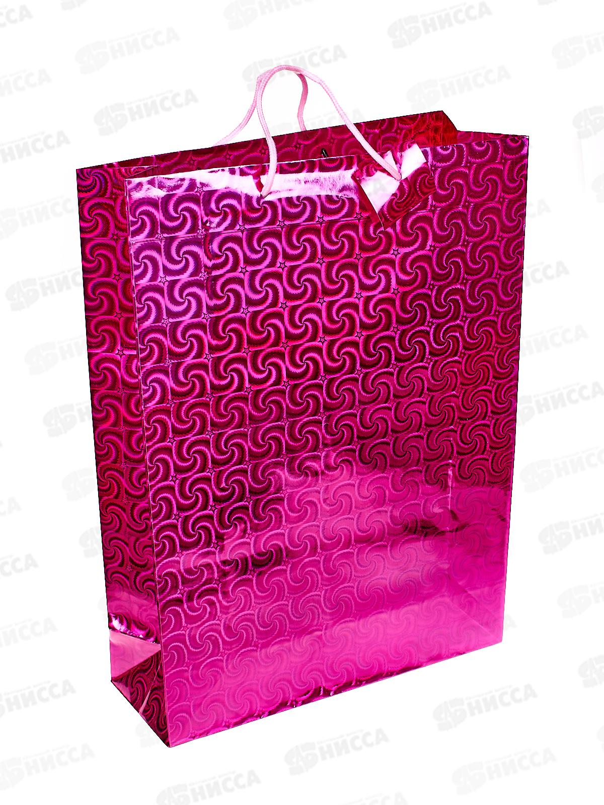 Пакет подарочный бумажный 32*43*11 см, голография, крупный рисунок, в ассортименте MC-1432 *20