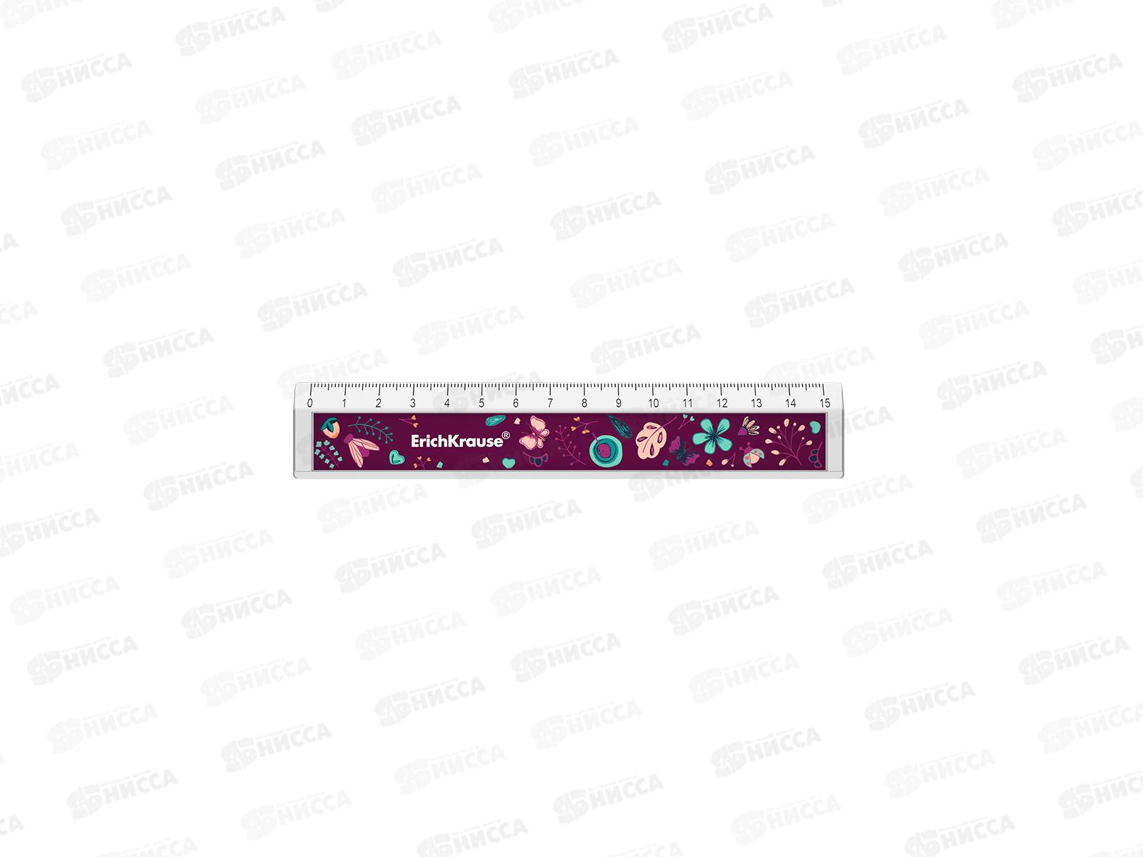 Линейка 15см EK пластиковая, girl 4диз.,асс. 55488