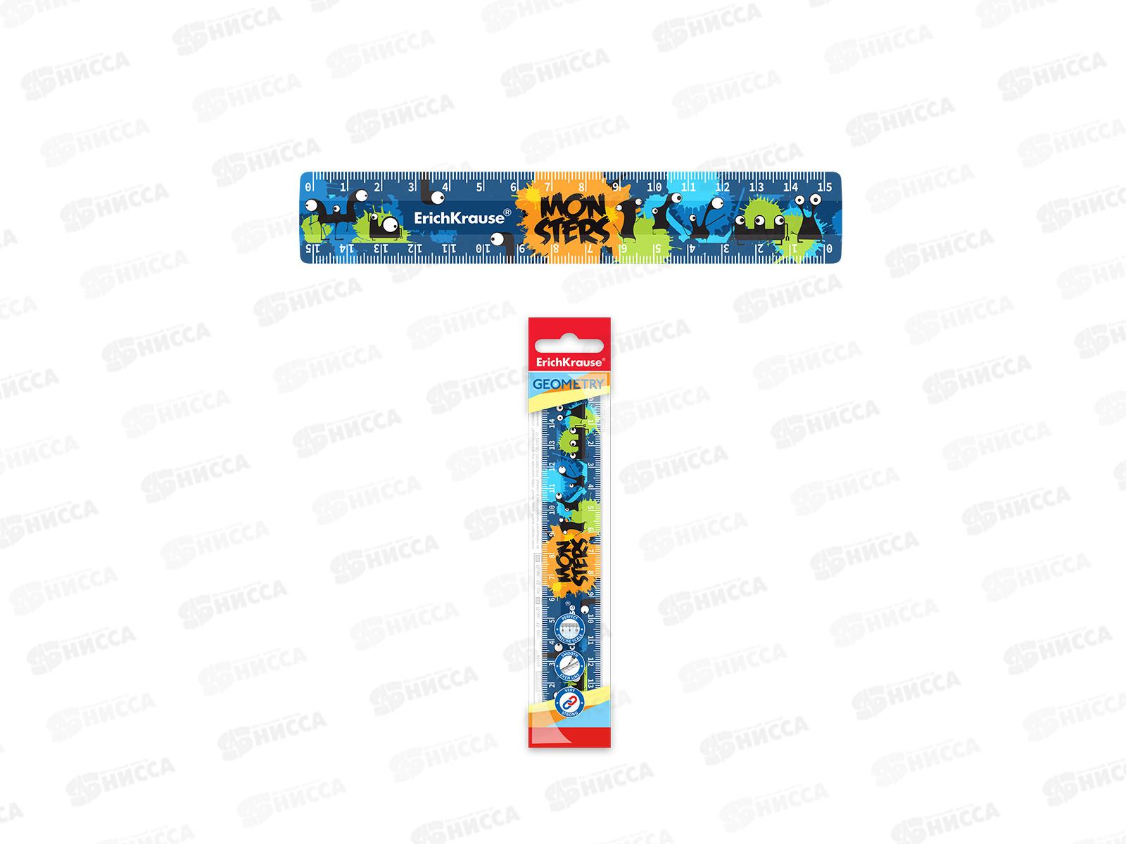 Линейка 15см EK пластиковая, Monsters 55471