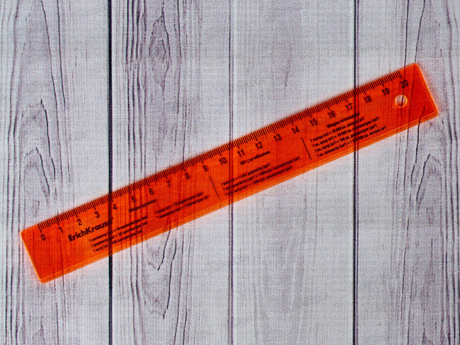 Линейка 20см EK Neon 3цв, асс. 55502