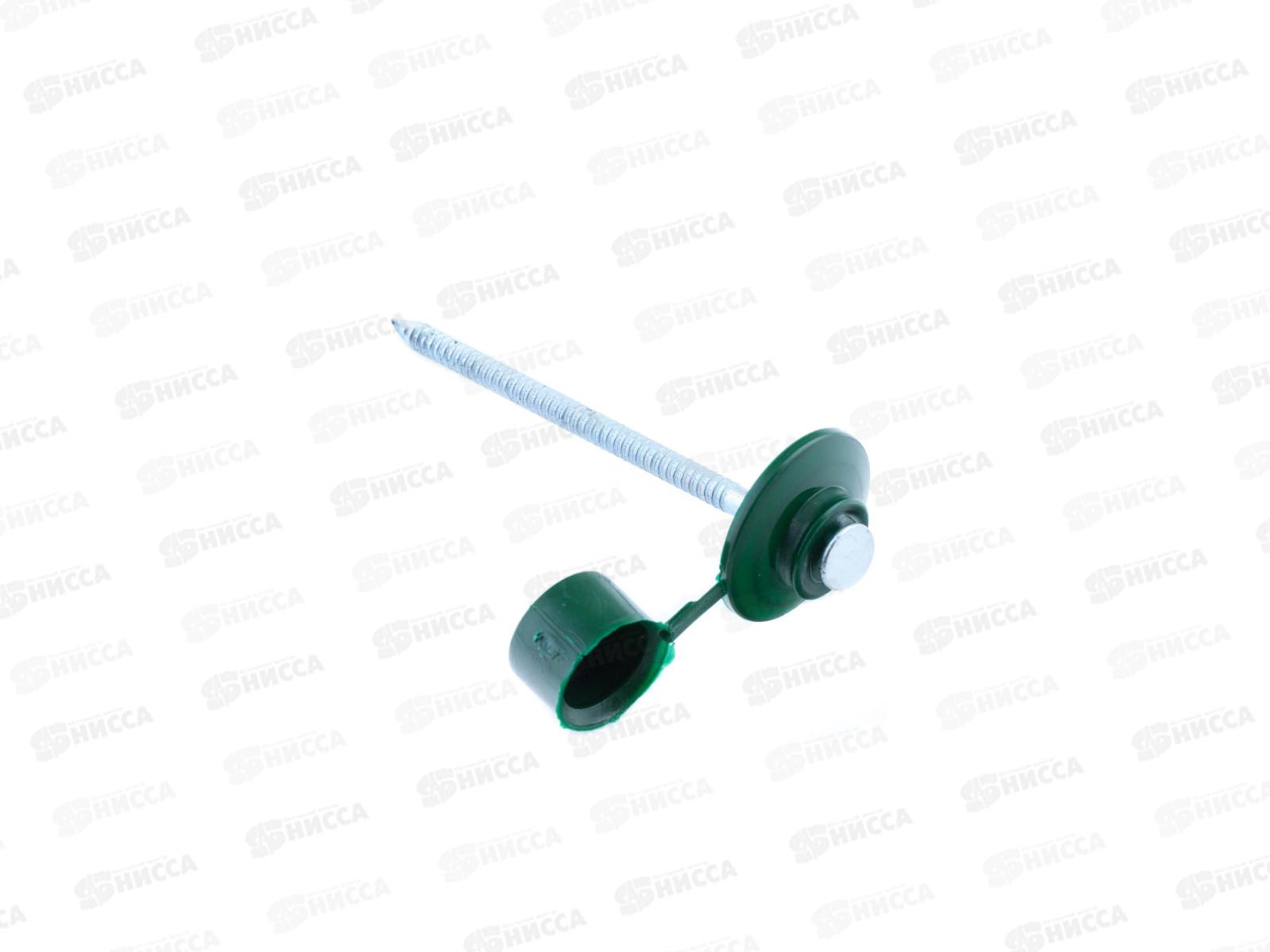 Гвозди для ондулина оцинковка 80 мм с пластмассовыми шляпками (зеленый 20шт)  *20