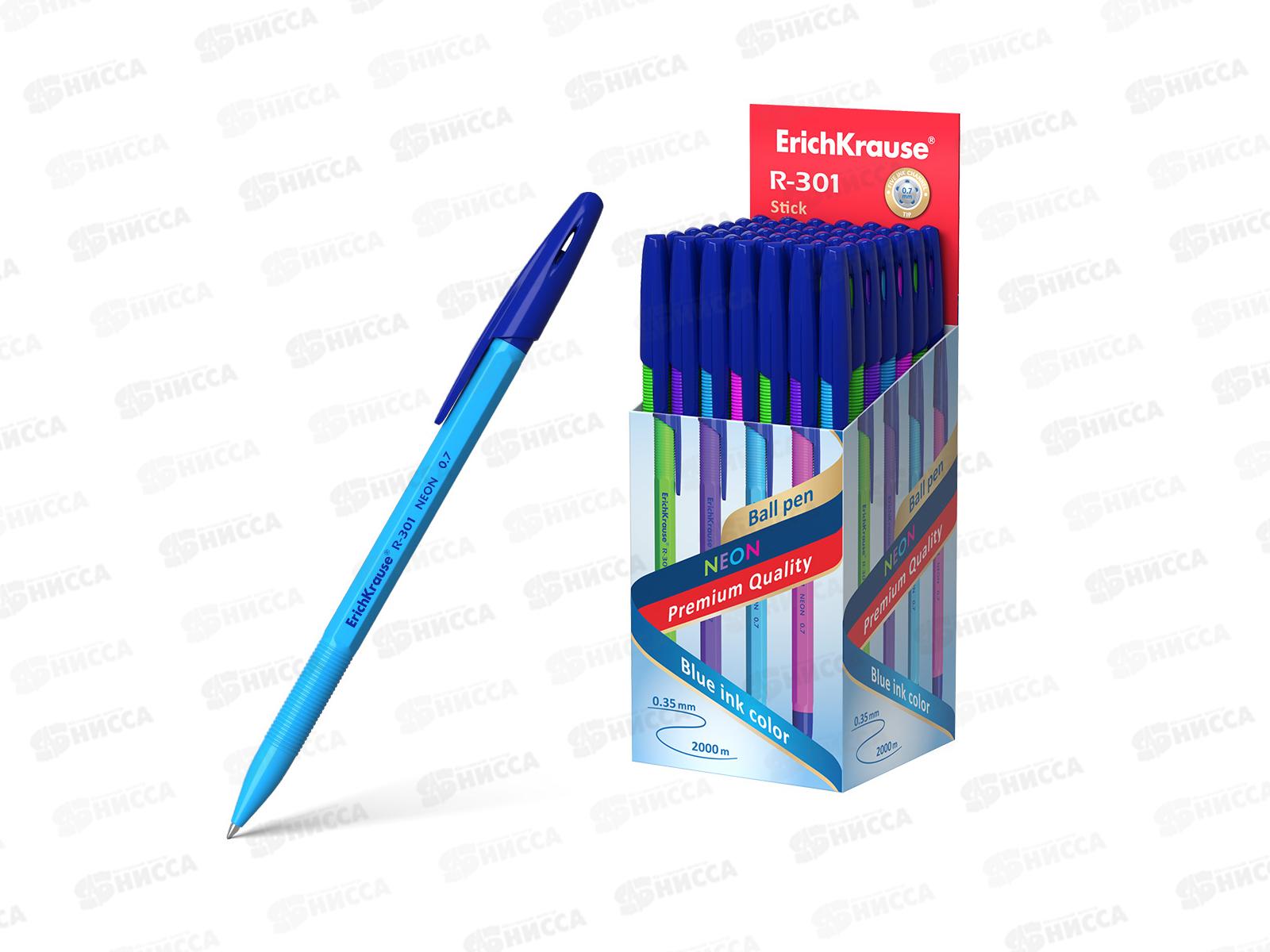 Ручка шариковая EK53342 Neon Stick R-301 синяя *50