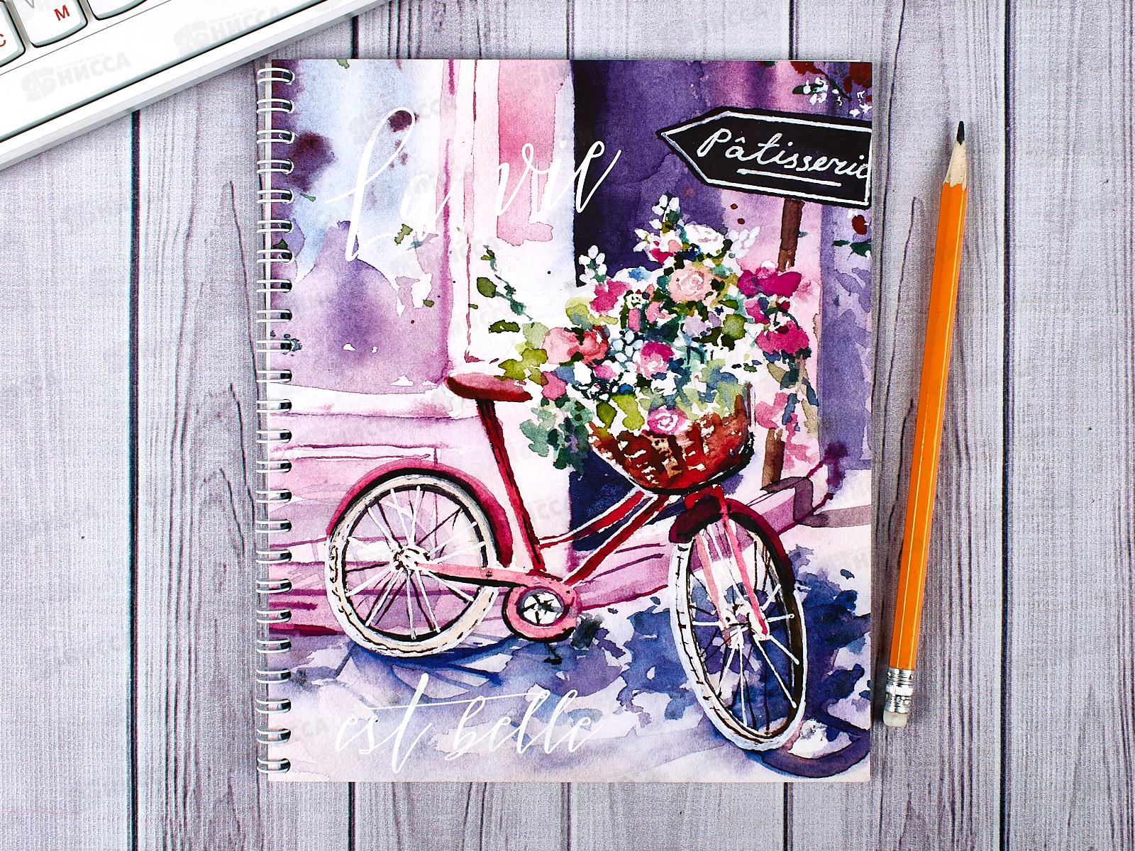 Тетрадь 48 листов клетка. ПЛН Акварельный винтаж металлический гребень., 3207-48 *30