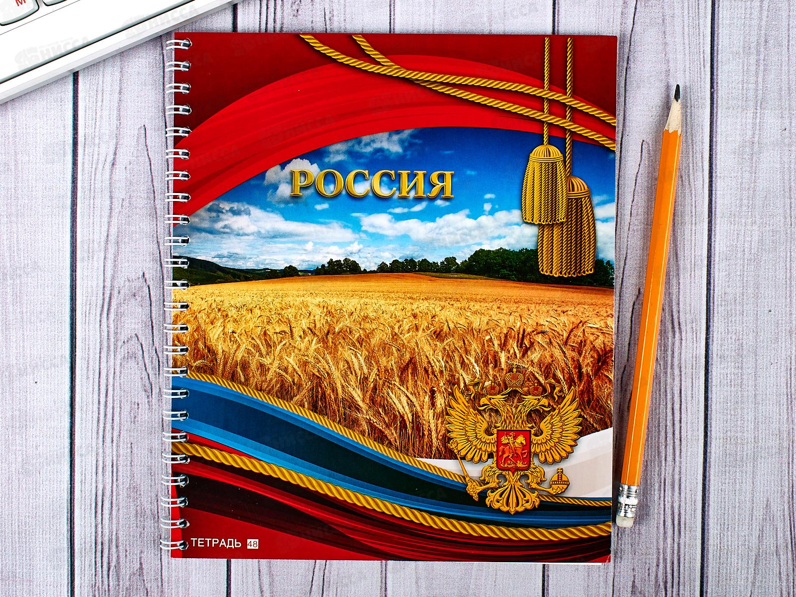 Тетрадь 48 листов клетка ПЛН Россия-2, крепление - металлический гребень, 2706-48  *30