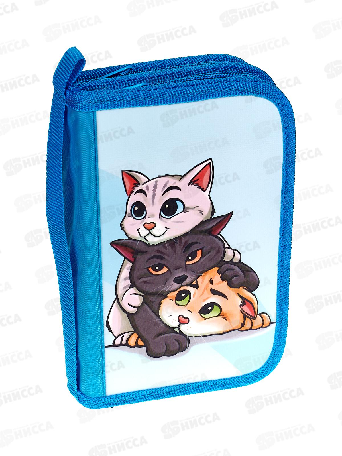 Пенал ПЧЕЛКА 2отд., Три котика 2022 откид.план. 190*120, ПО-05 *20