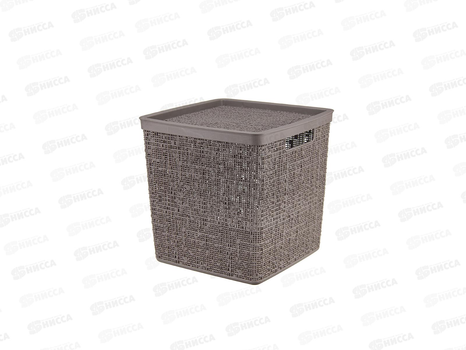 Коробка 17л БЯЗЬ с крышкой  Французский серый М2327 *8