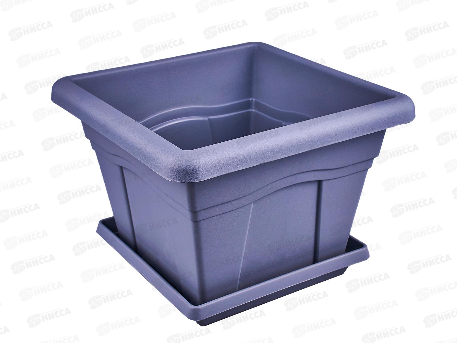 Горшок Квадро-8,1л Серый с/п  164С АВ *12