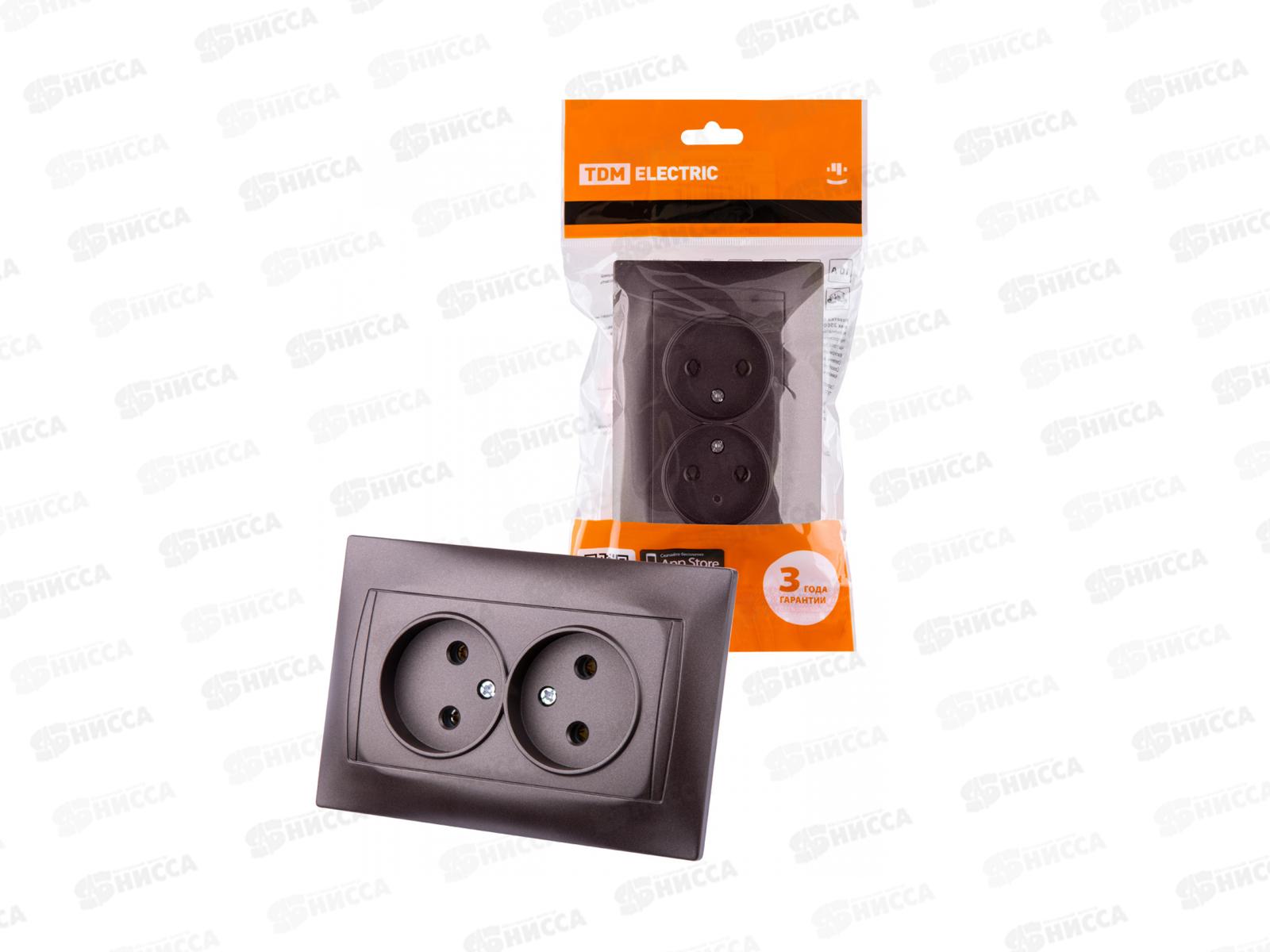 Розетка TDM двойная скрытой установки 10А 250В шоколад &quotЛама&quot, 0524 *7