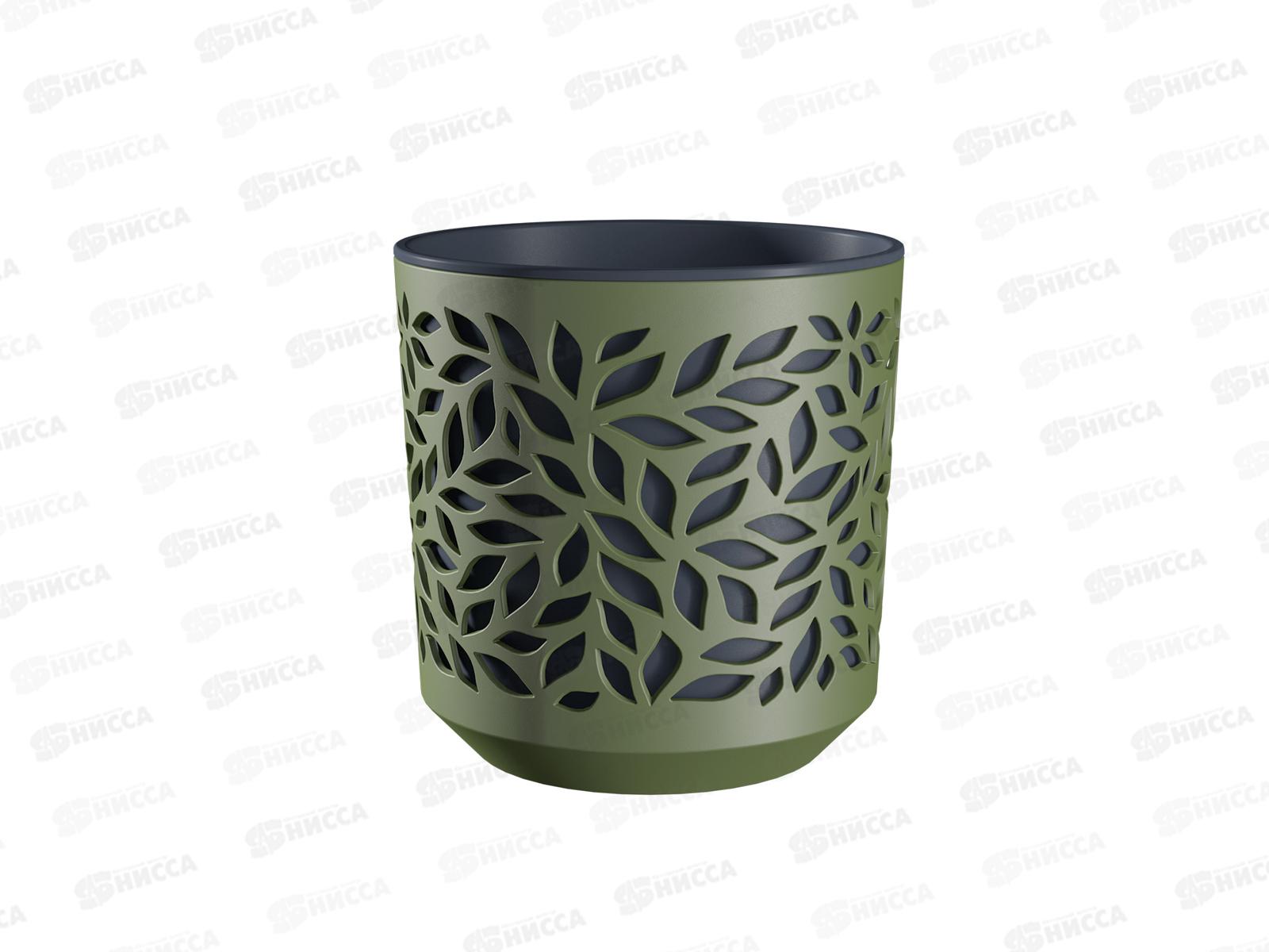 Кашпо &quotLeaves&quot 2,5л Оливка/Антрацит КШ-9574 *12