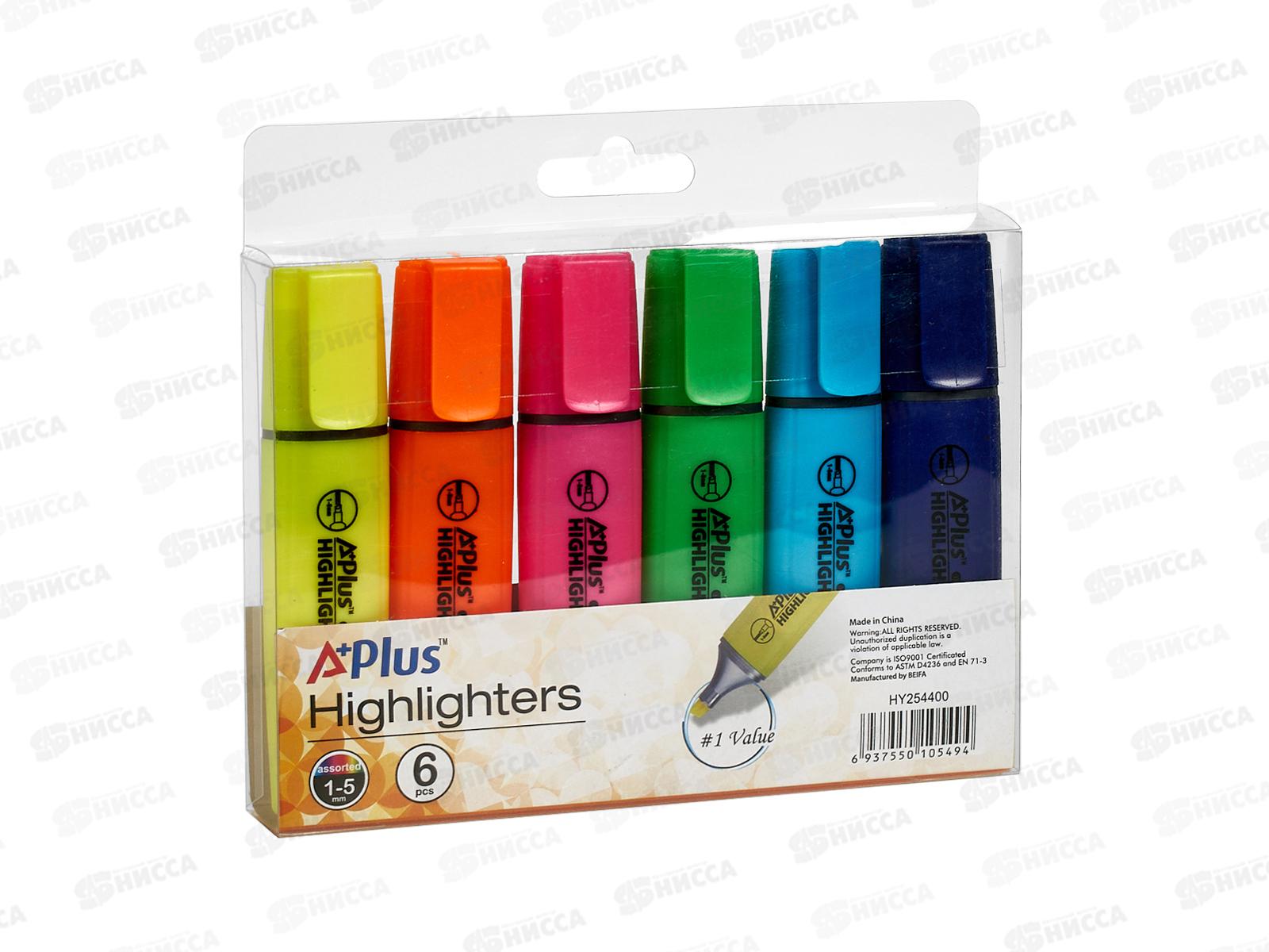 Маркеры BEIFA текстовый 6 цветов (желтый, оранжевый, фиолетовый, салатовый, розовый, голубой) 254400-6 *12/144