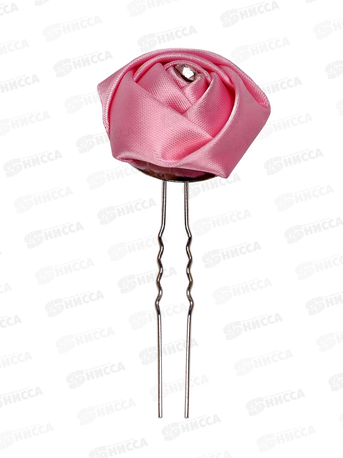 Шпилька для волос &quotБутон розы со стразой&quot атлас микс *1/50 ОК177