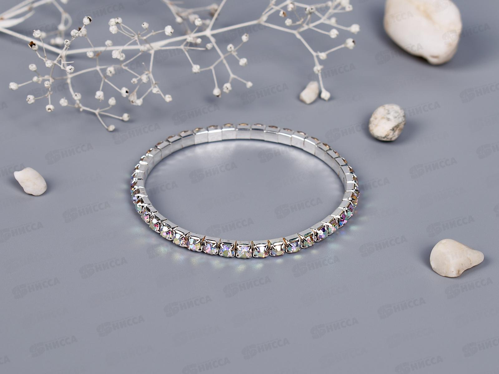 Браслет-резинка цветные стразы 1ряд