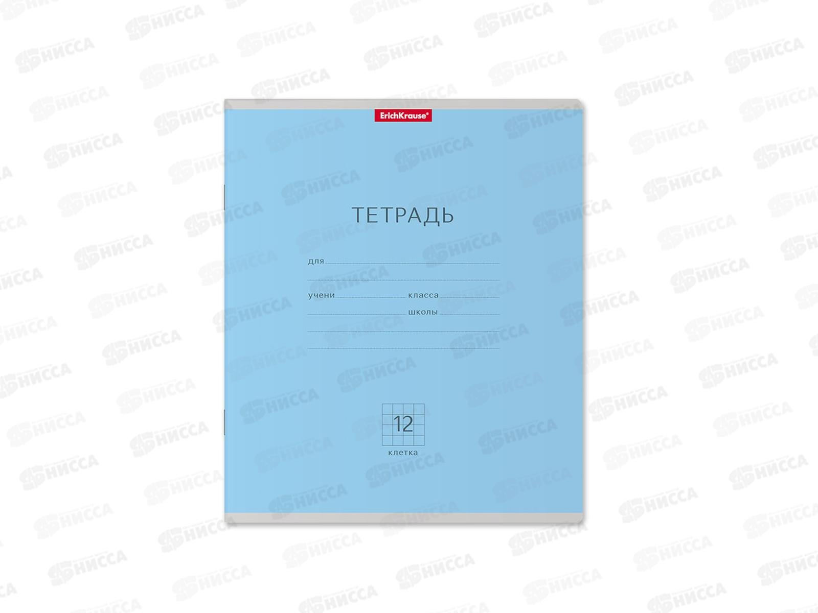 Тетрадь 12 листов клетка. ПОЛИ Классика голубая 35192 *10/280