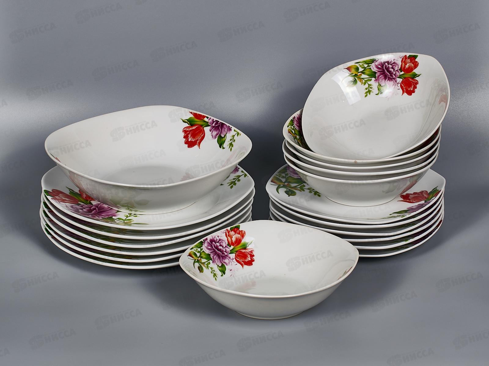 Набор столовый 19 предметов квадратные тарелки 1/2 19К-19182