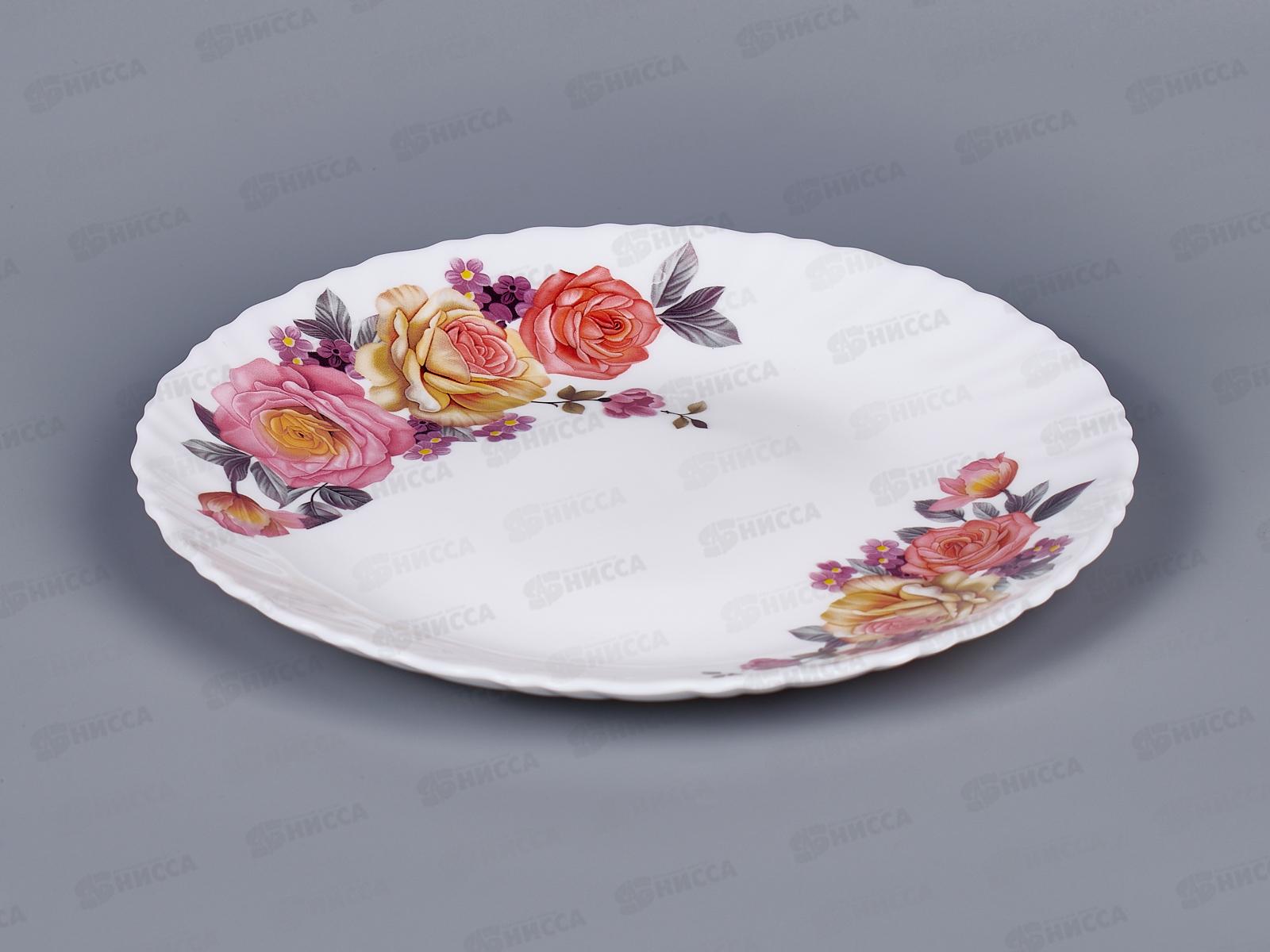Тарелка плоская круглая d-19см (6/72) 6961-твч7,5 Розы-2