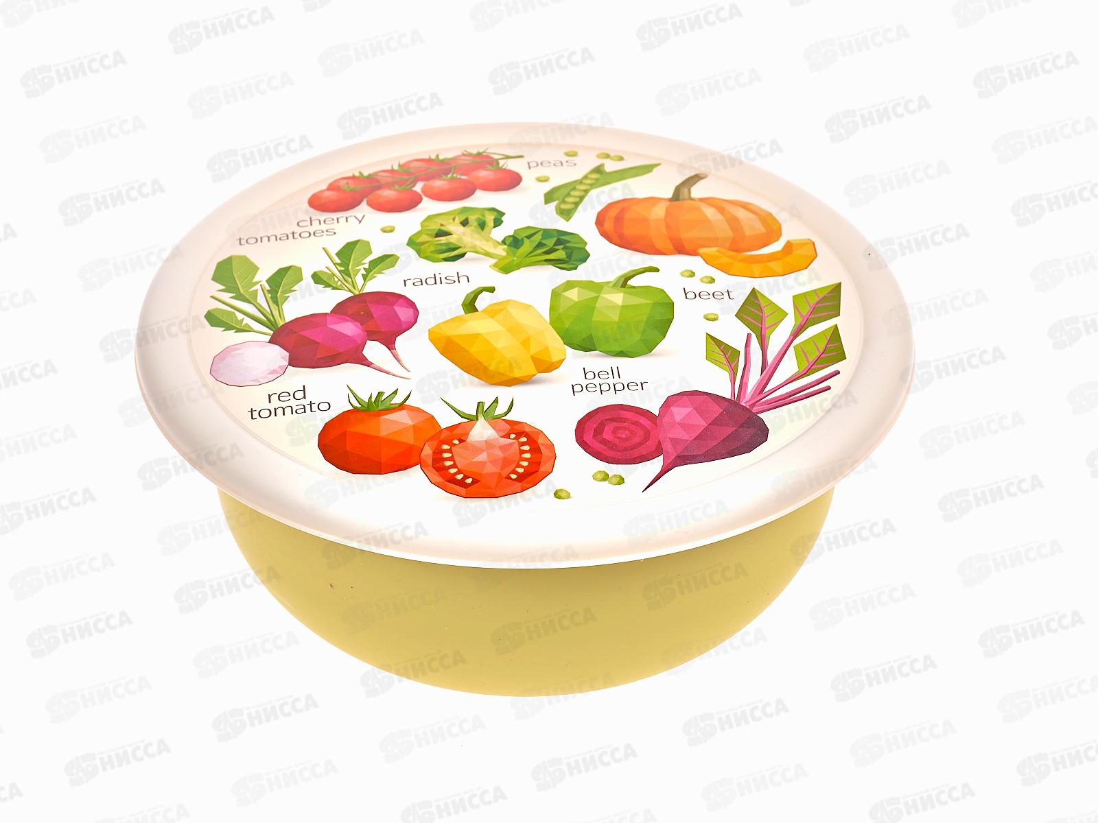 Миска 2,1л с крышкой с декором Салатовый 221140920/04 *24