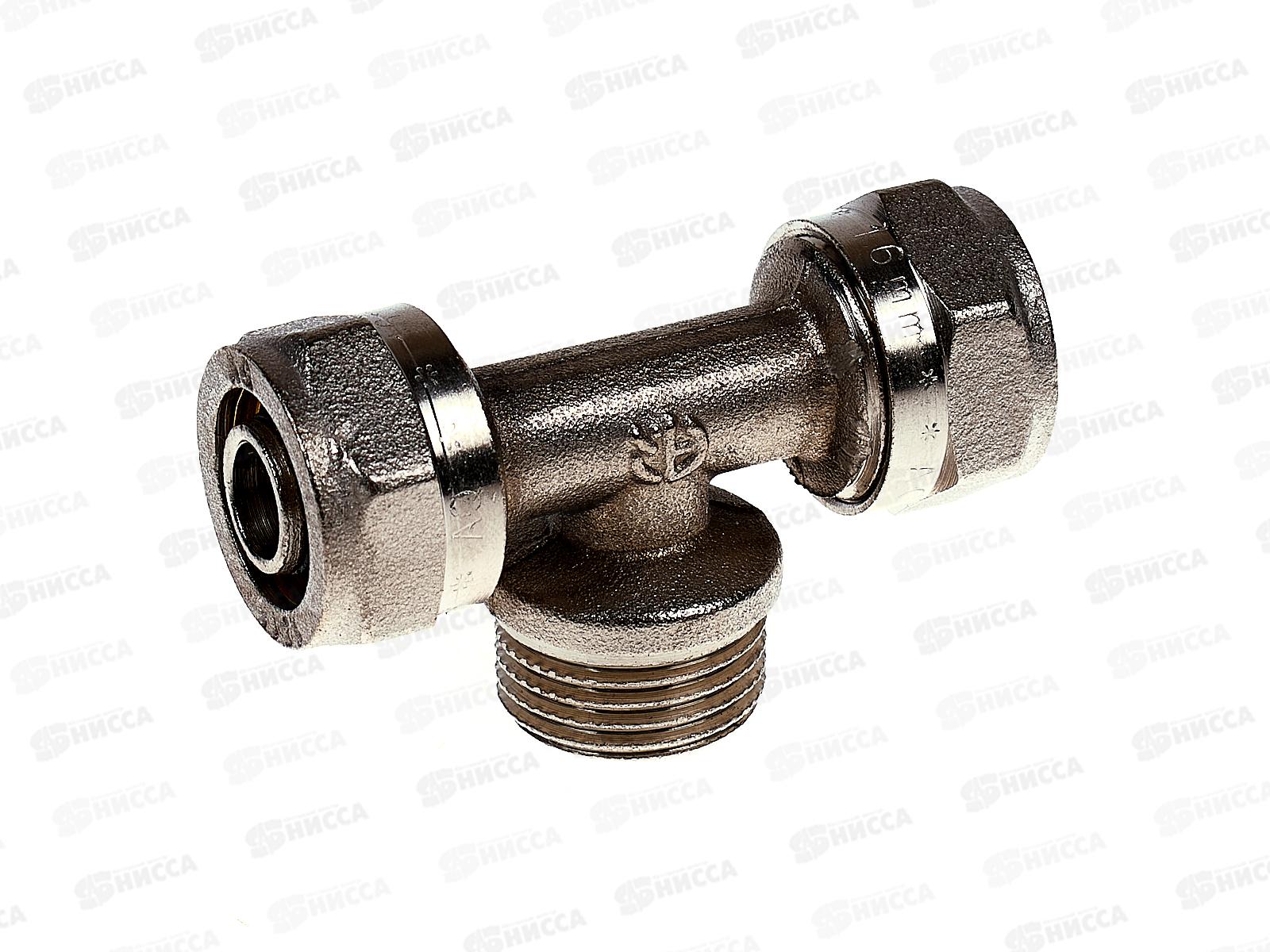 Тройник наружная резьба 16*1/2&quot*16 цанга/штуцер/цанга Aqualink, 00287 *10/100