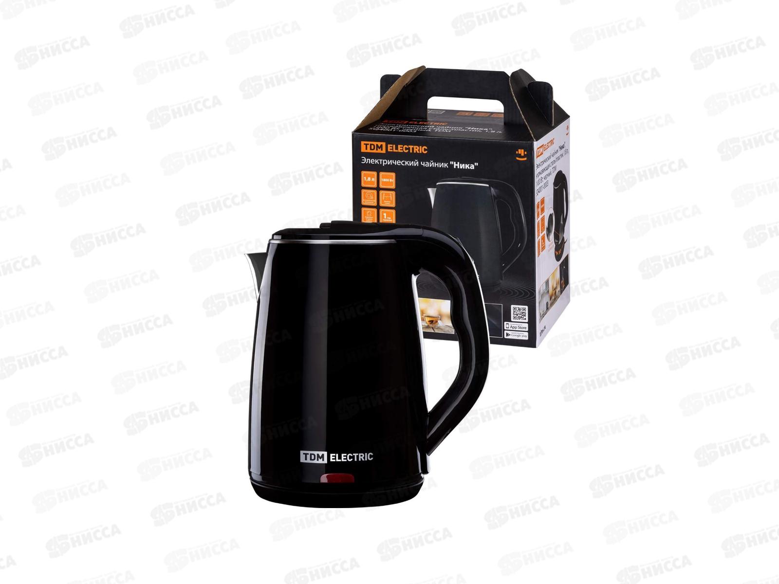 Чайник электрический TDM Ника, нержавеющая сталь/пластик, 1.8л, 1800Вт, 0003