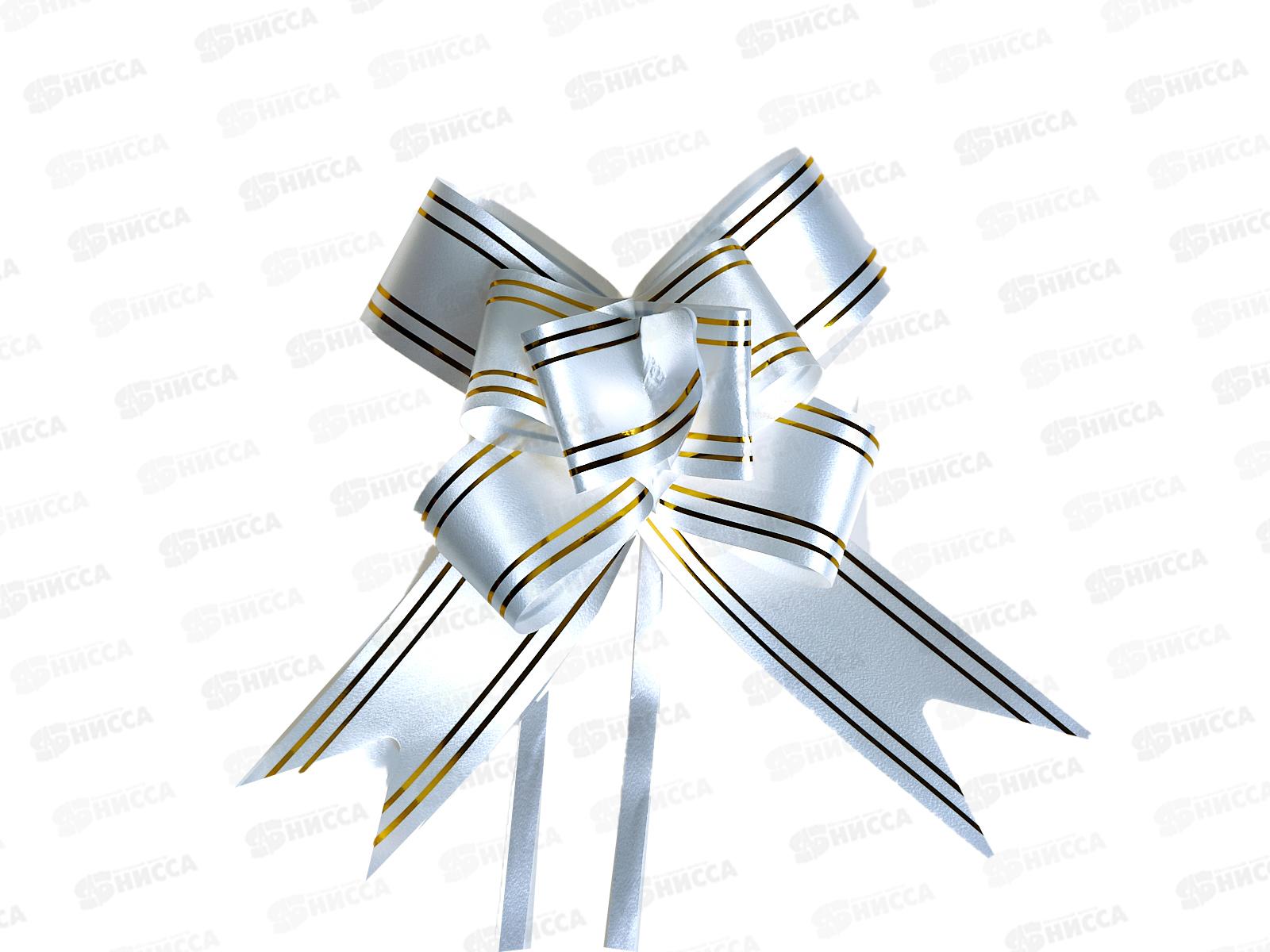 Бант-бабочка MI Золотые линии (3см) Белый БЛ-8083  *10