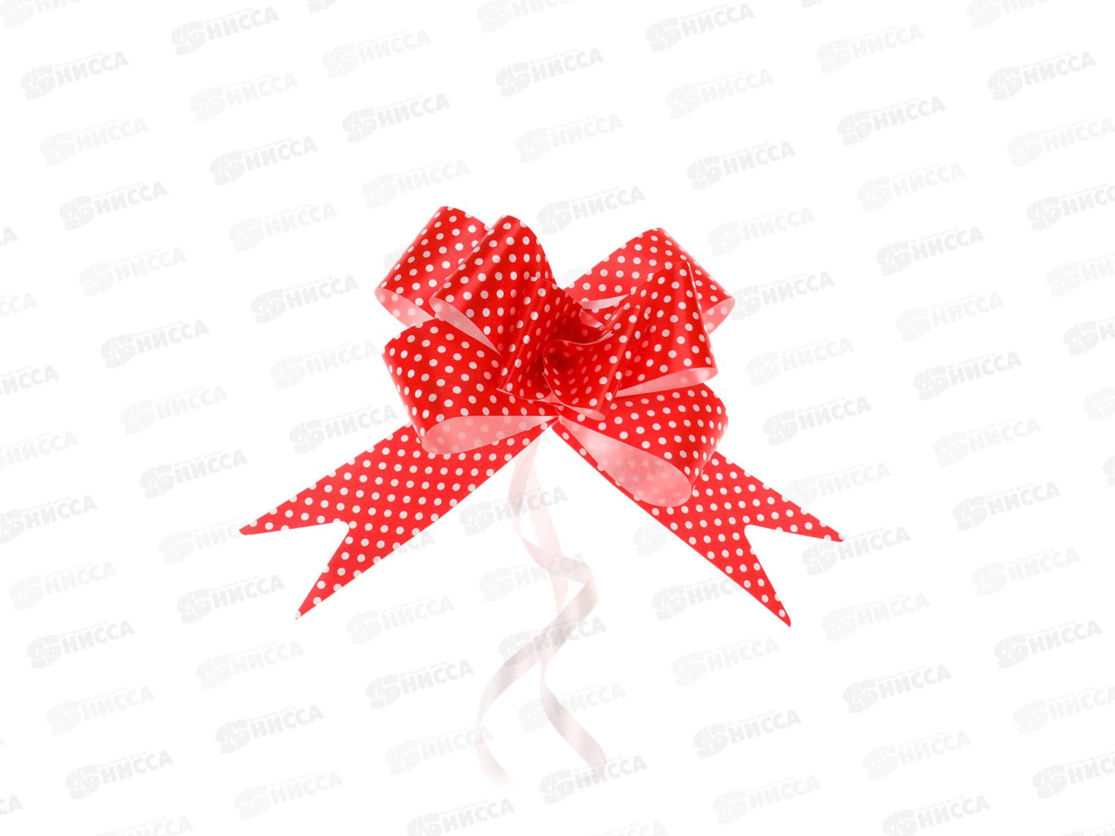 Бант-бабочка MI с принтом Горошек, 3см, красный БЛ-6496  *10