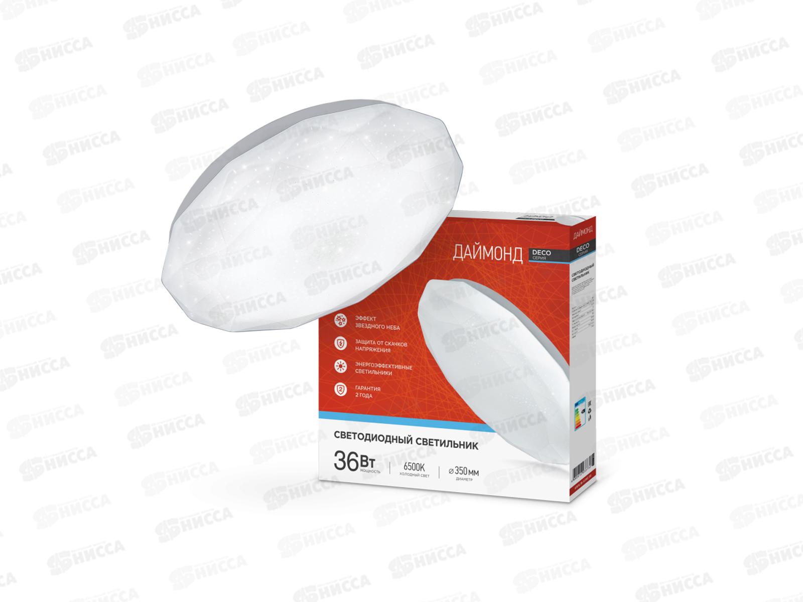 Светильник светодиодный inHOME DECO Даймонд 36Вт 6500К 380*55мм *10