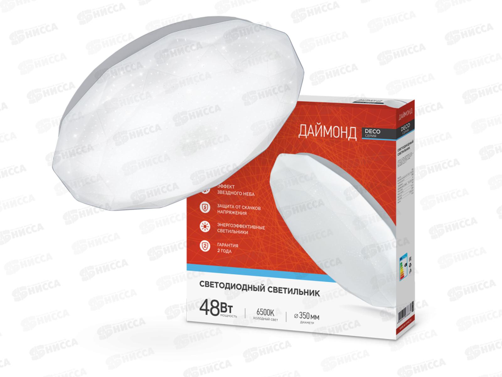 Светильник светодиодный inHOME DECO Даймонд 48Вт 6500К 380*55мм *10