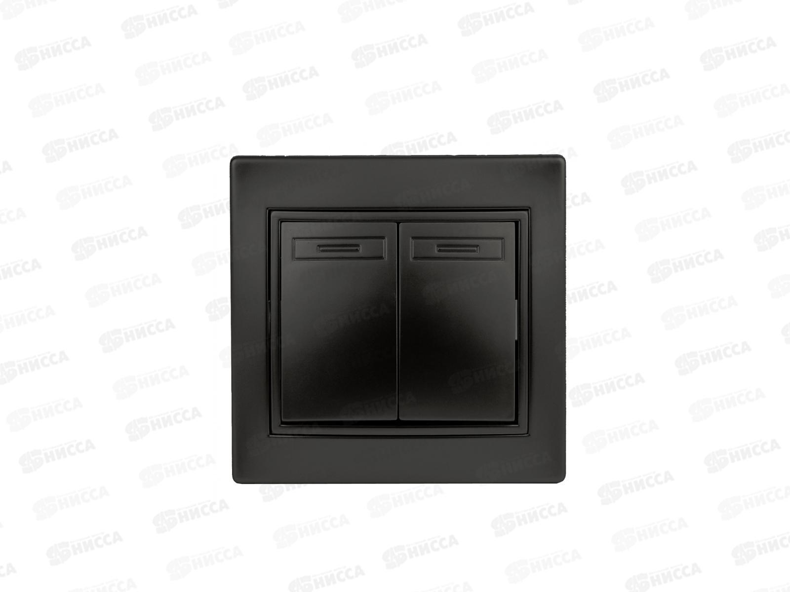 Выключатель INTRO Plano двойной, cкрытая установка, 10А-250В, антрацит, 1-104-05