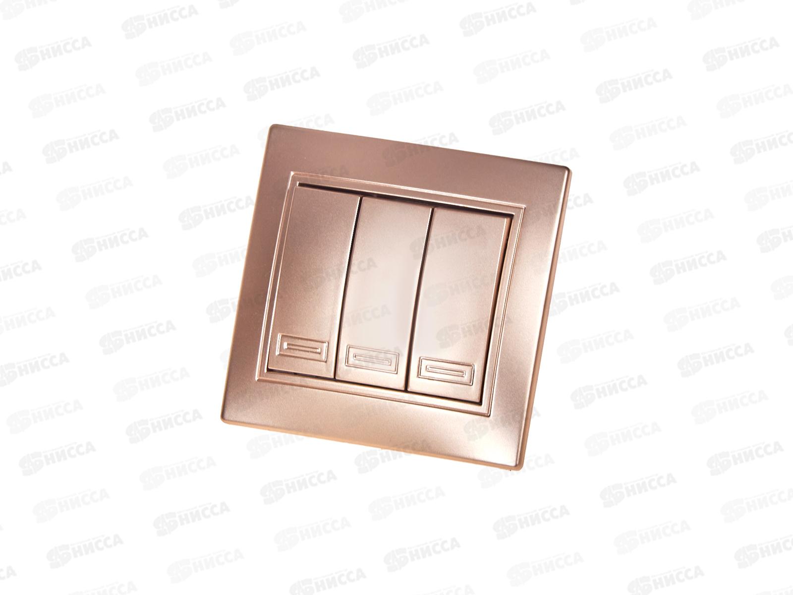 Выключатель INTRO Plano тройной, cкрытая установка, 10А-250В, антрацит, 1-106-05